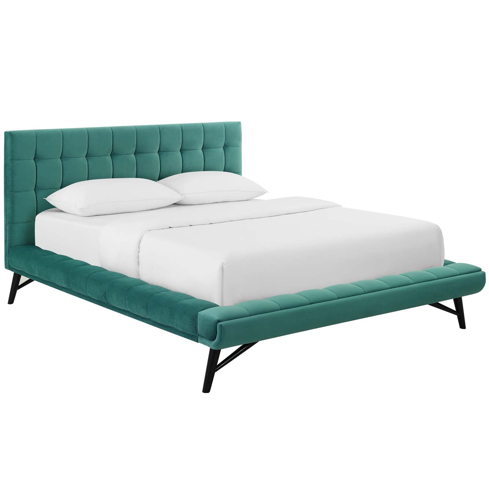 Modway Beds - Julia Biscuit Tufted Queen Bed Teal