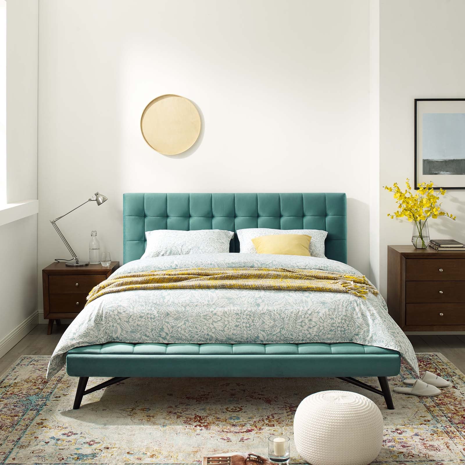Modway Beds - Julia Biscuit Tufted Queen Bed Teal