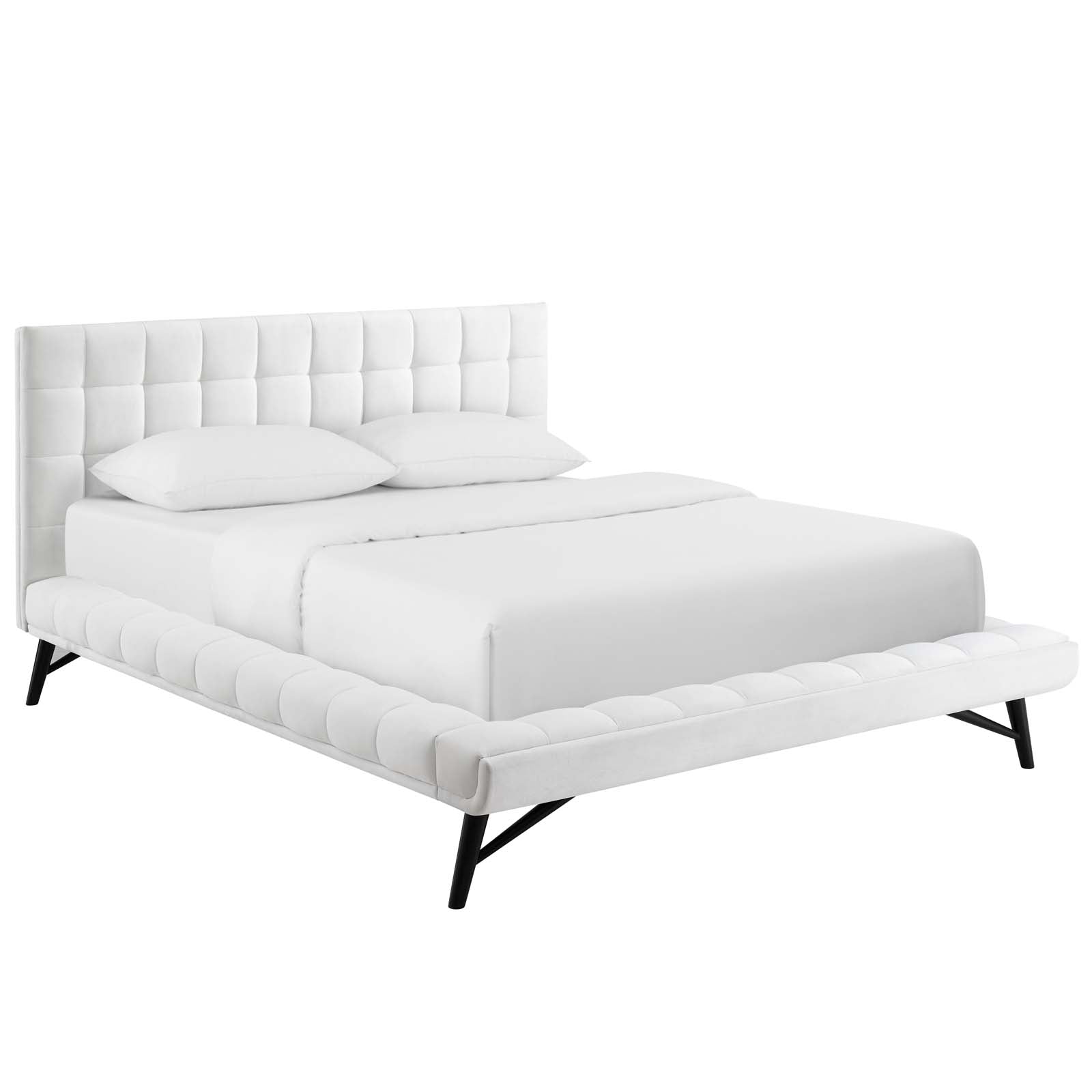 Modway Beds - Julia Queen Biscuit Tufted Performance Velvet Platform Bed White