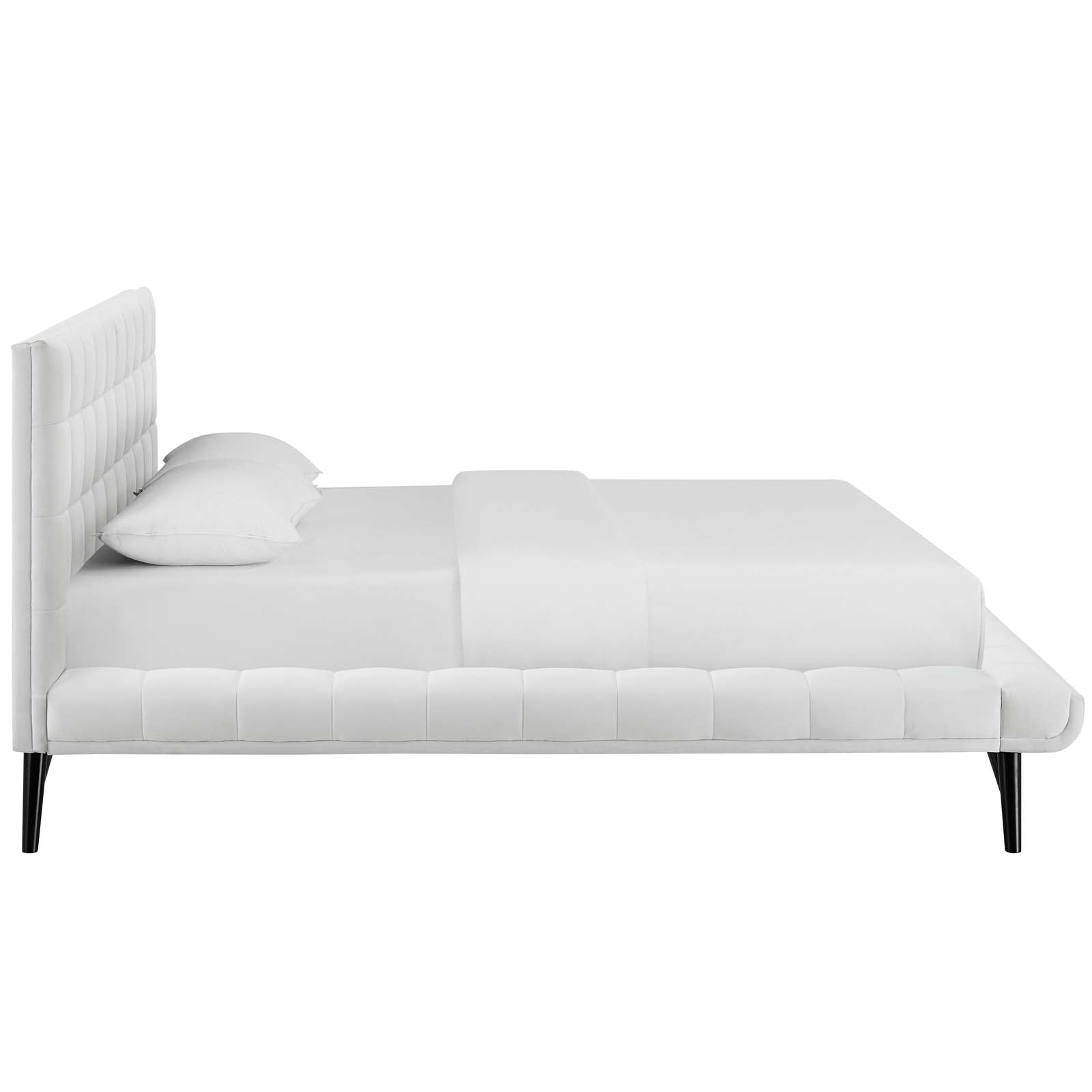 Modway Beds - Julia Queen Biscuit Tufted Performance Velvet Platform Bed White