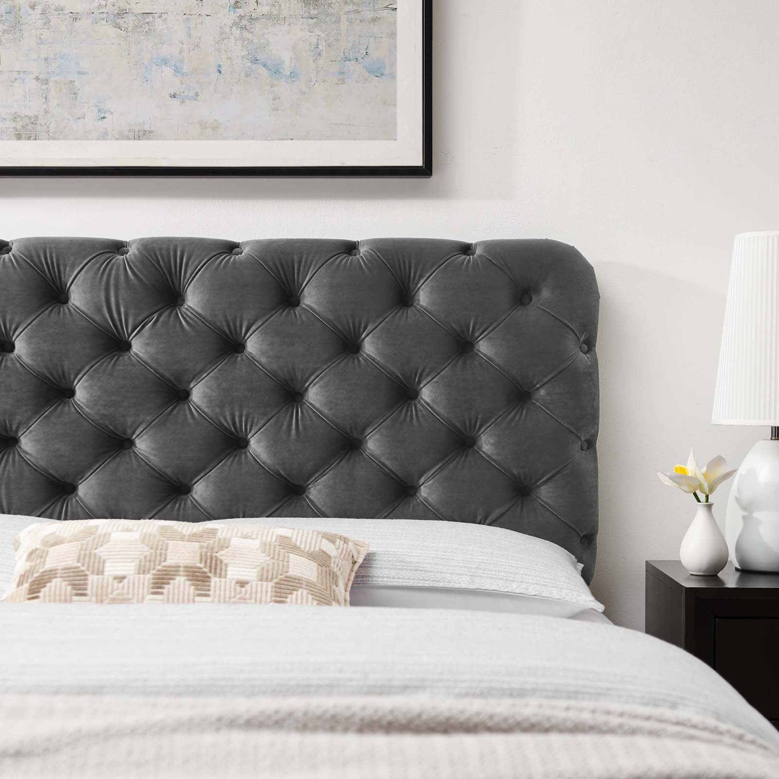 Modway Headboards - Lizzy Tufted Full/Queen Performance Velvet Headboard Charcoal
