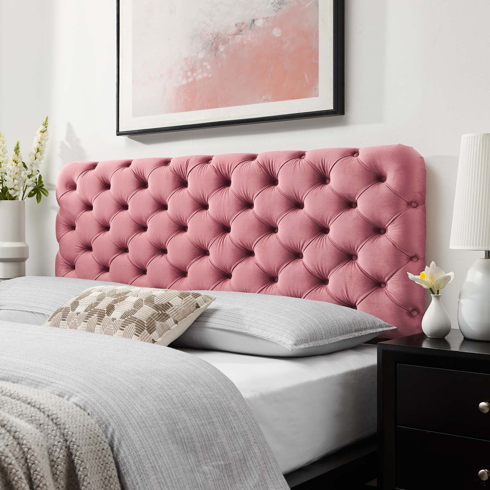 Modway Headboards - Lizzy Tufted Full/Queen Performance Velvet Headboard Dusty Rose