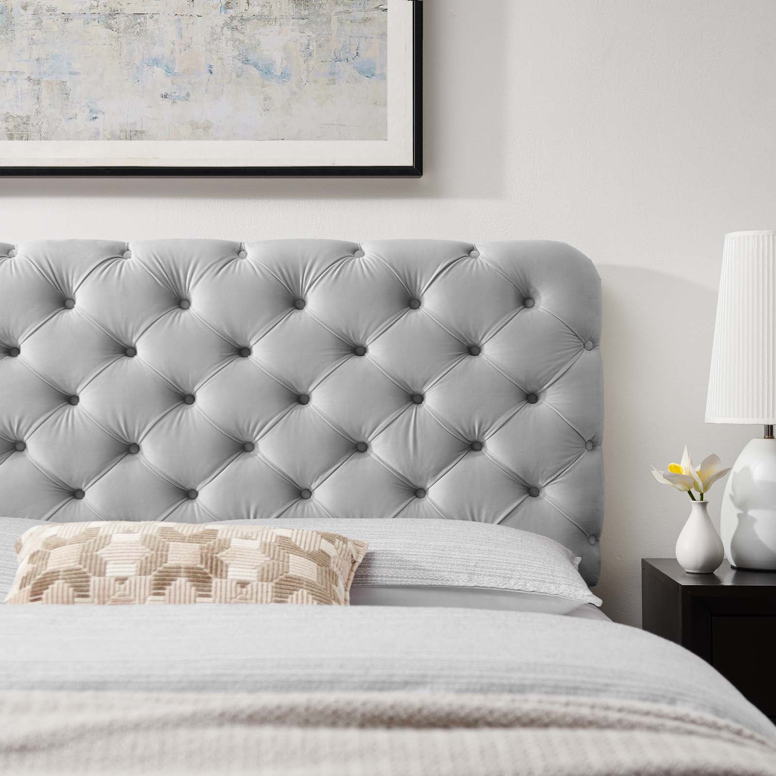 Modway Headboards - Lizzy Tufted Full/Queen Performance Velvet Headboard Light Gray