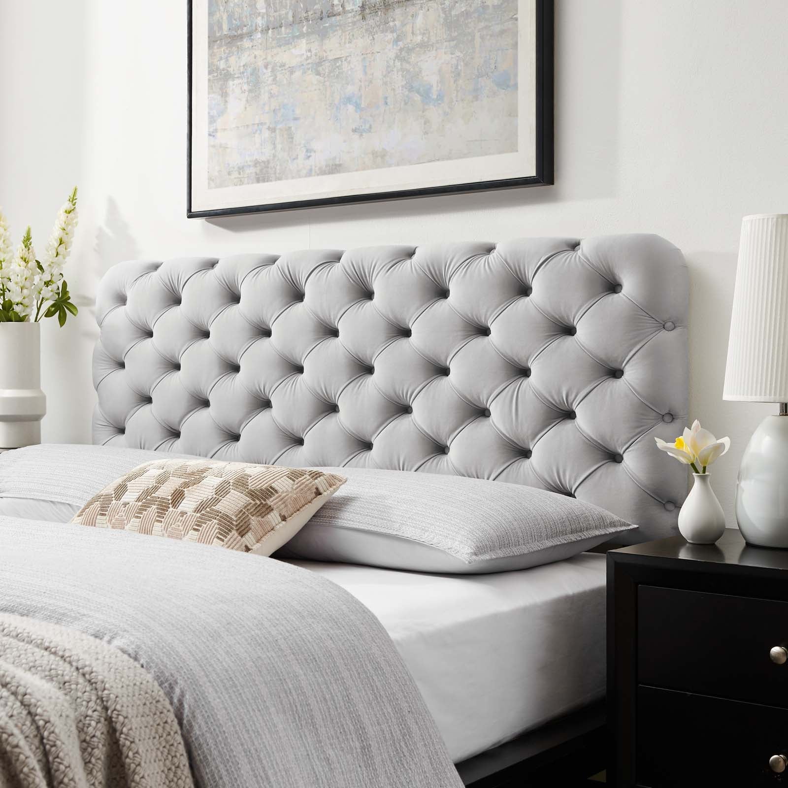 Modway Headboards - Lizzy Tufted Full/Queen Performance Velvet Headboard Light Gray