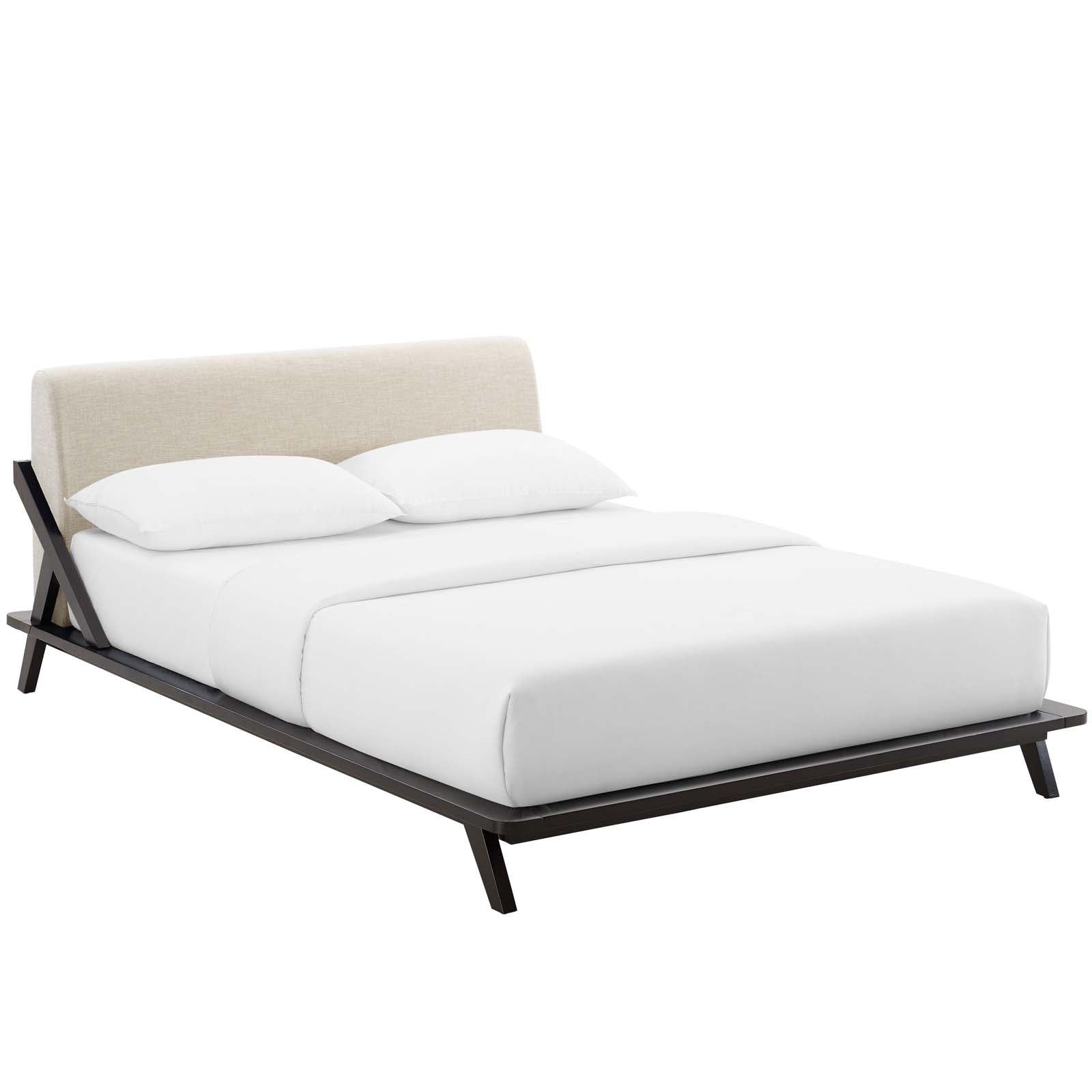 Modway Beds - Luella Queen Upholstered Fabric Platform Bed Cappuccino Beige