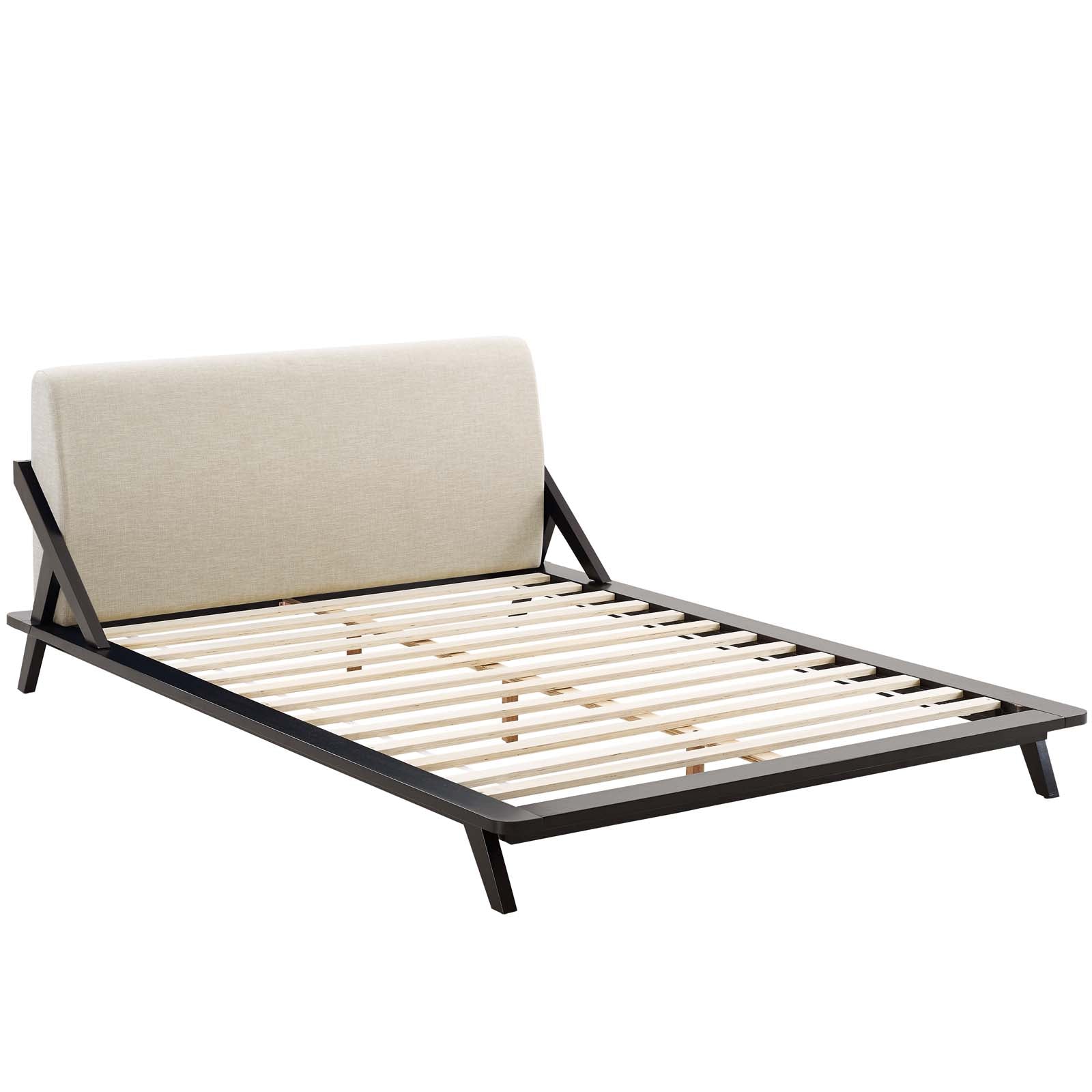 Modway Beds - Luella Queen Upholstered Fabric Platform Bed Cappuccino Beige