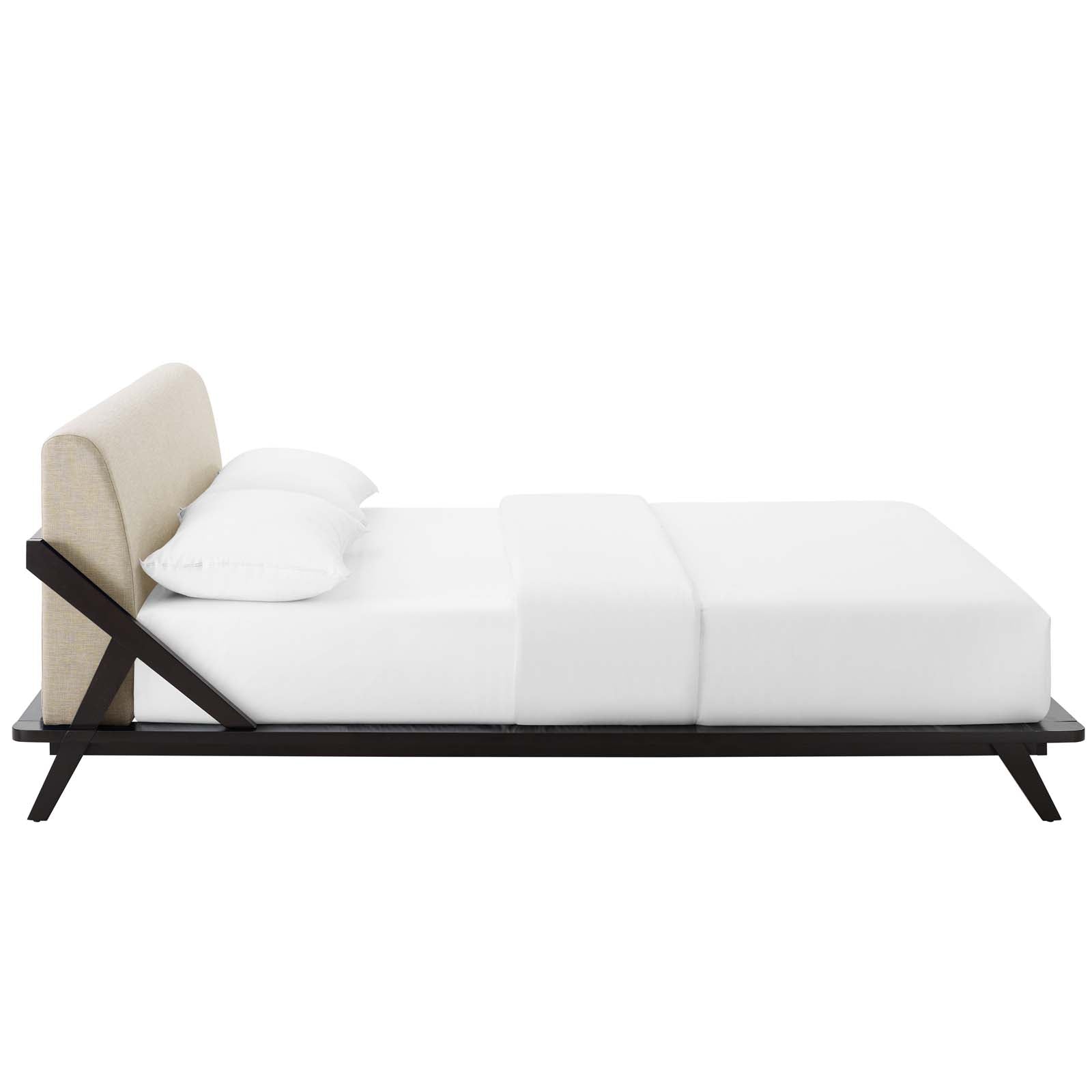 Modway Beds - Luella Queen Upholstered Fabric Platform Bed Cappuccino Beige