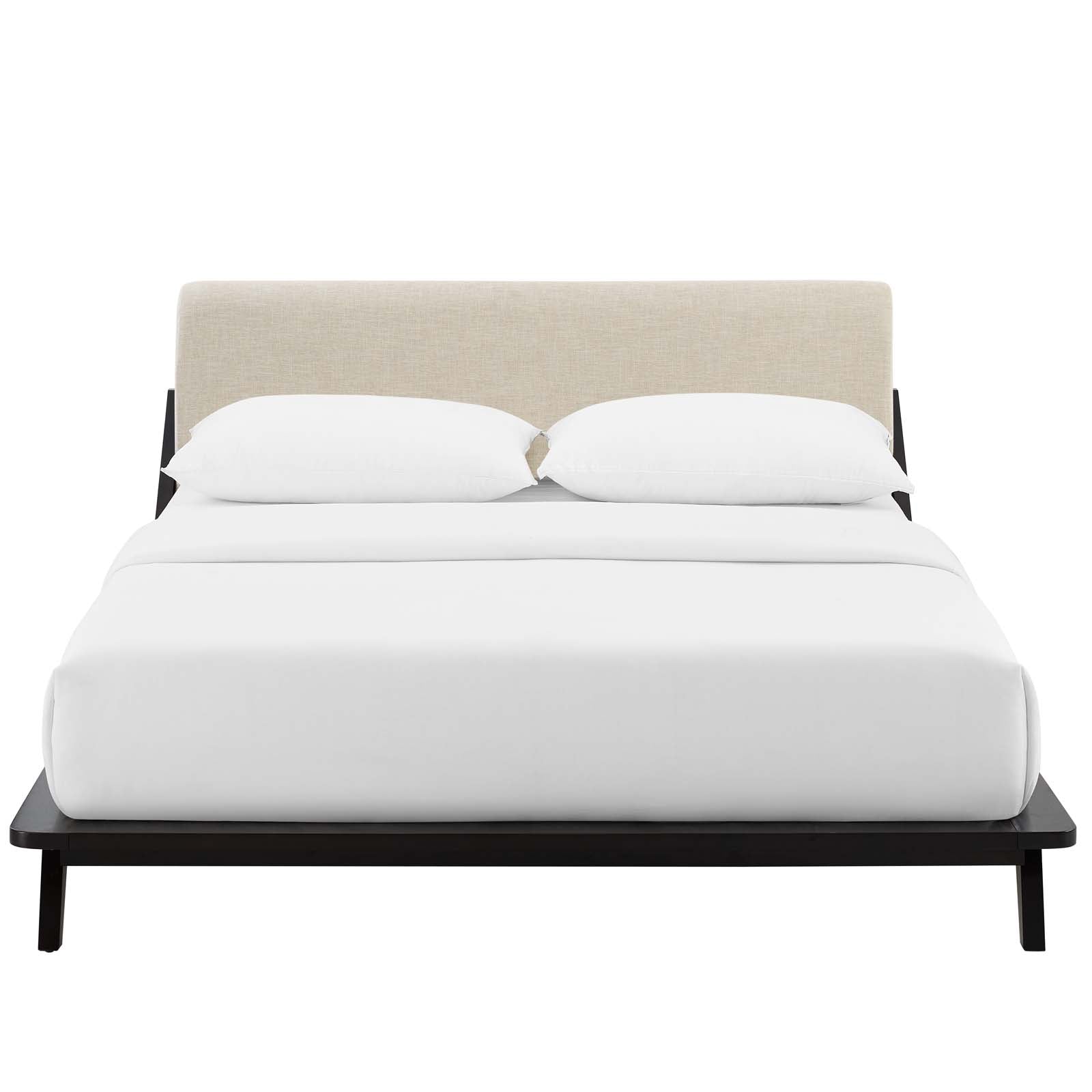 Modway Beds - Luella Queen Upholstered Fabric Platform Bed Cappuccino Beige