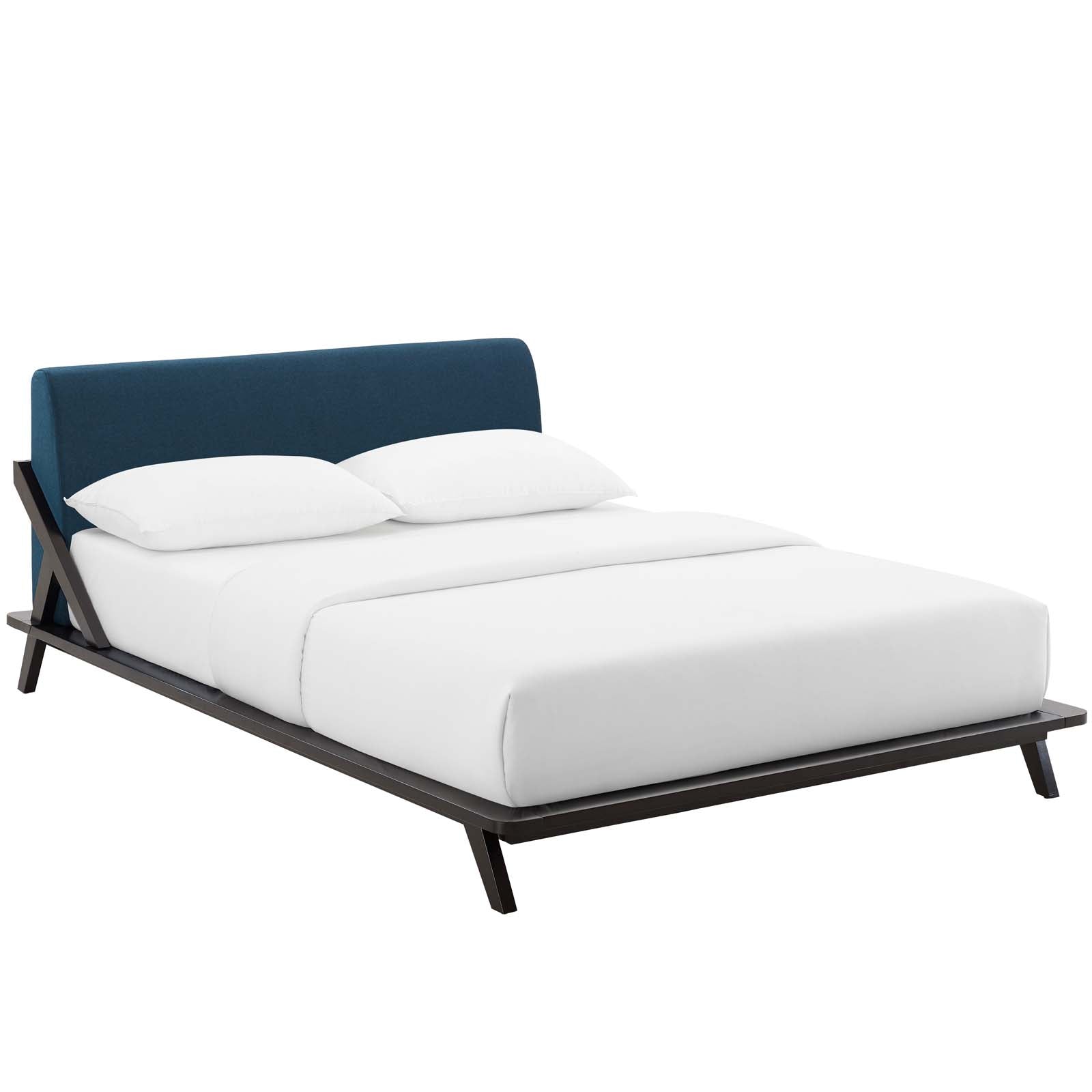 Modway Beds - Luella Queen Upholstered Fabric Platform Bed Cappuccino Blue