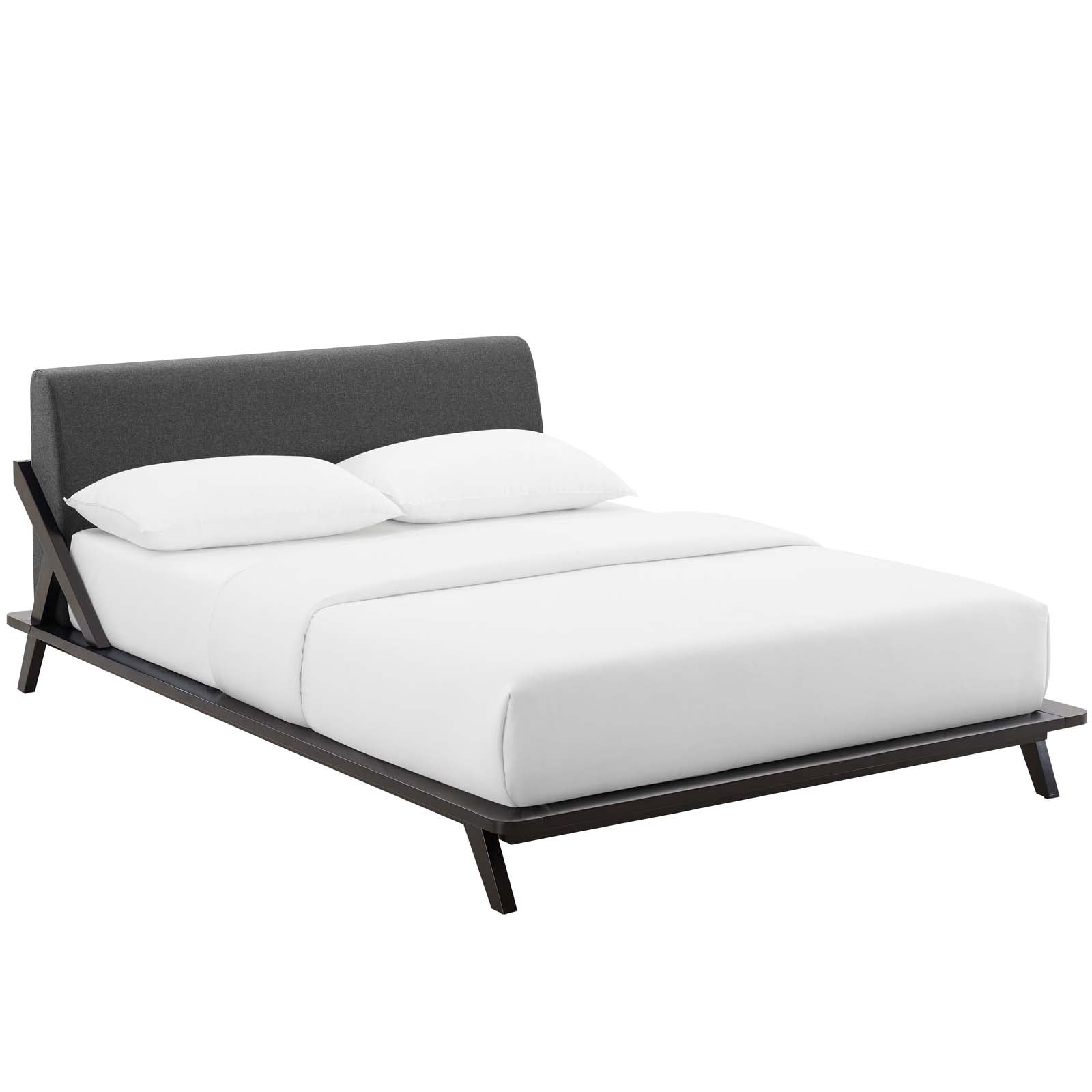 Modway Beds - Luella Queen Upholstered Fabric Platform Bed Cappuccino Gray
