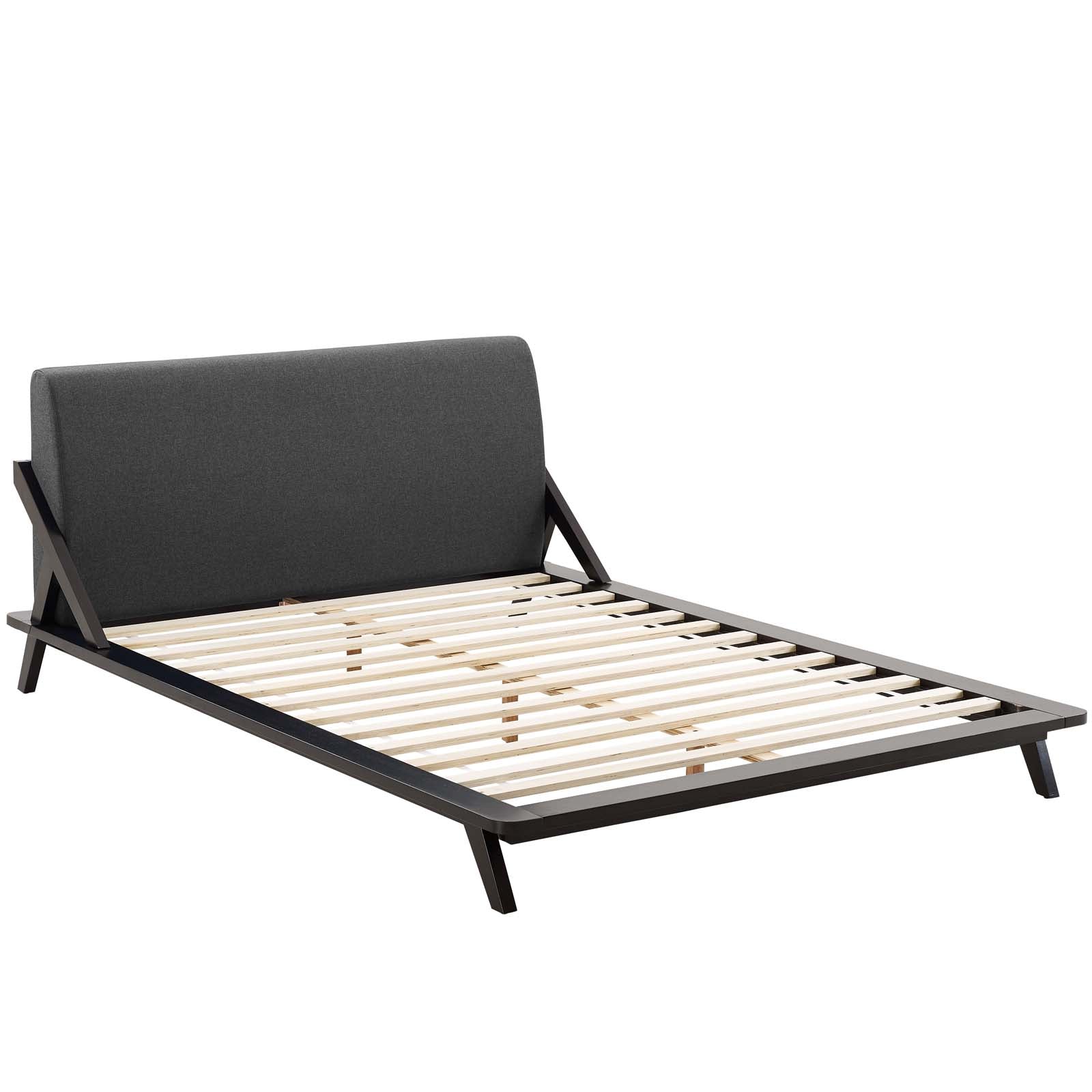 Modway Beds - Luella Queen Upholstered Fabric Platform Bed Cappuccino Gray