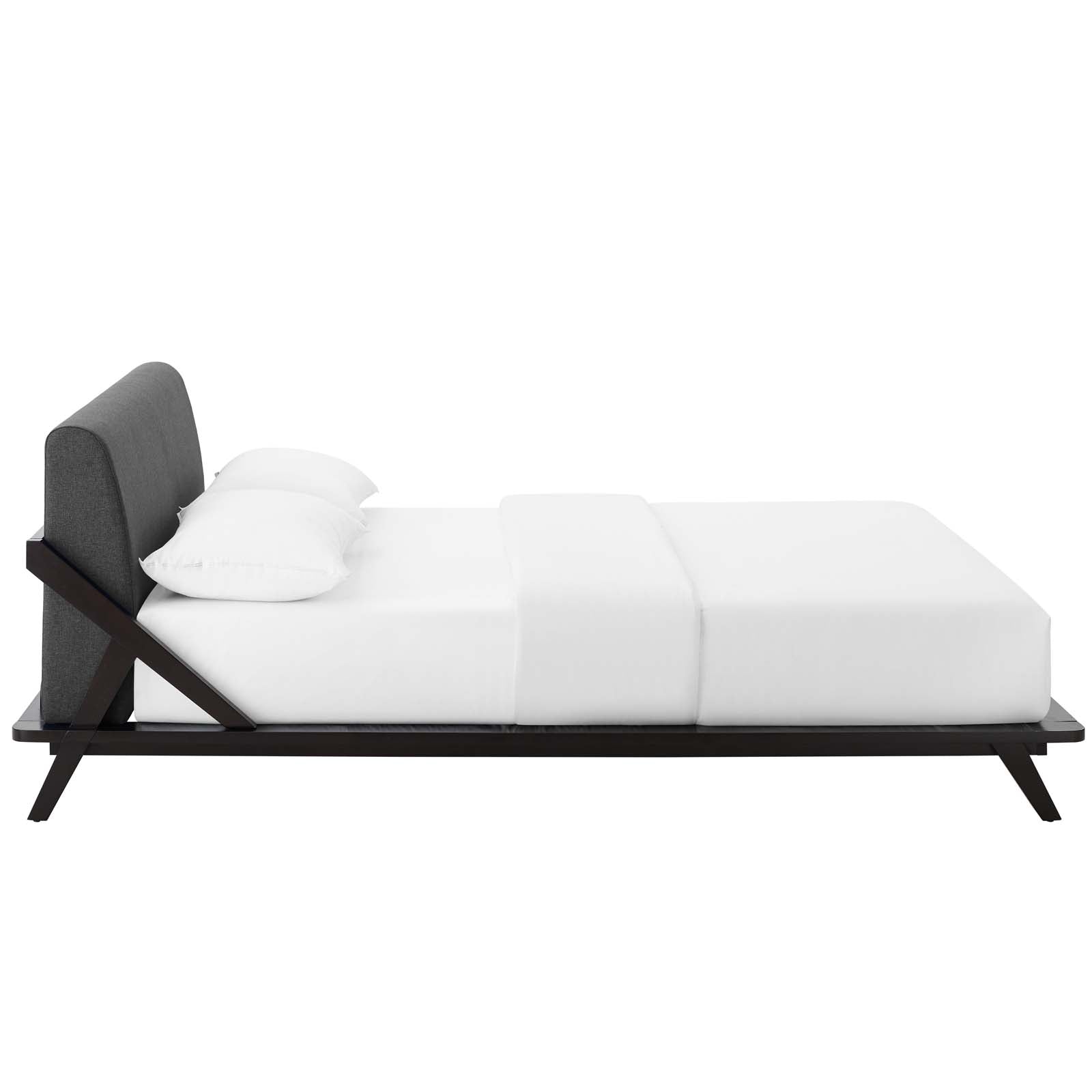 Modway Beds - Luella Queen Upholstered Fabric Platform Bed Cappuccino Gray