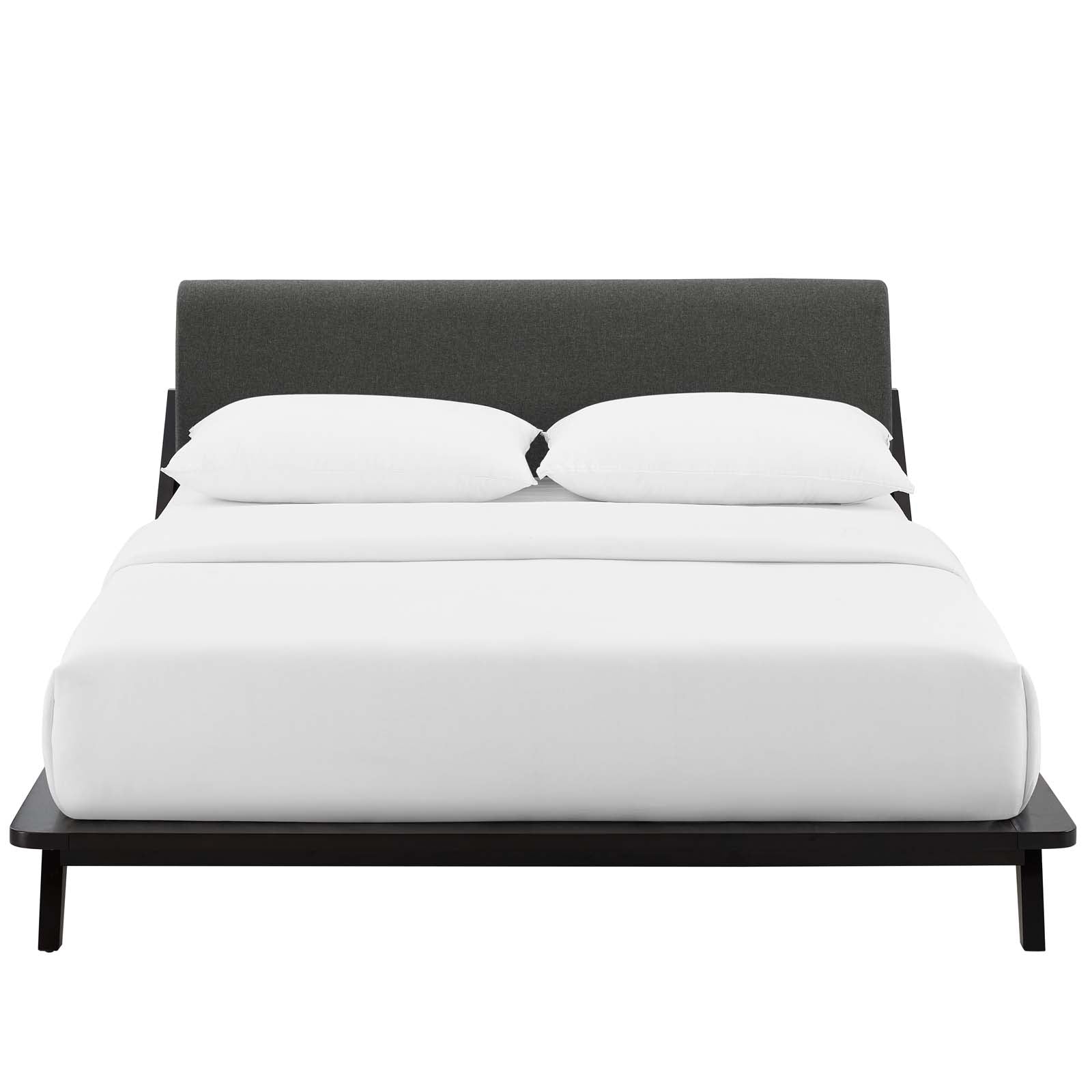Modway Beds - Luella Queen Upholstered Fabric Platform Bed Cappuccino Gray