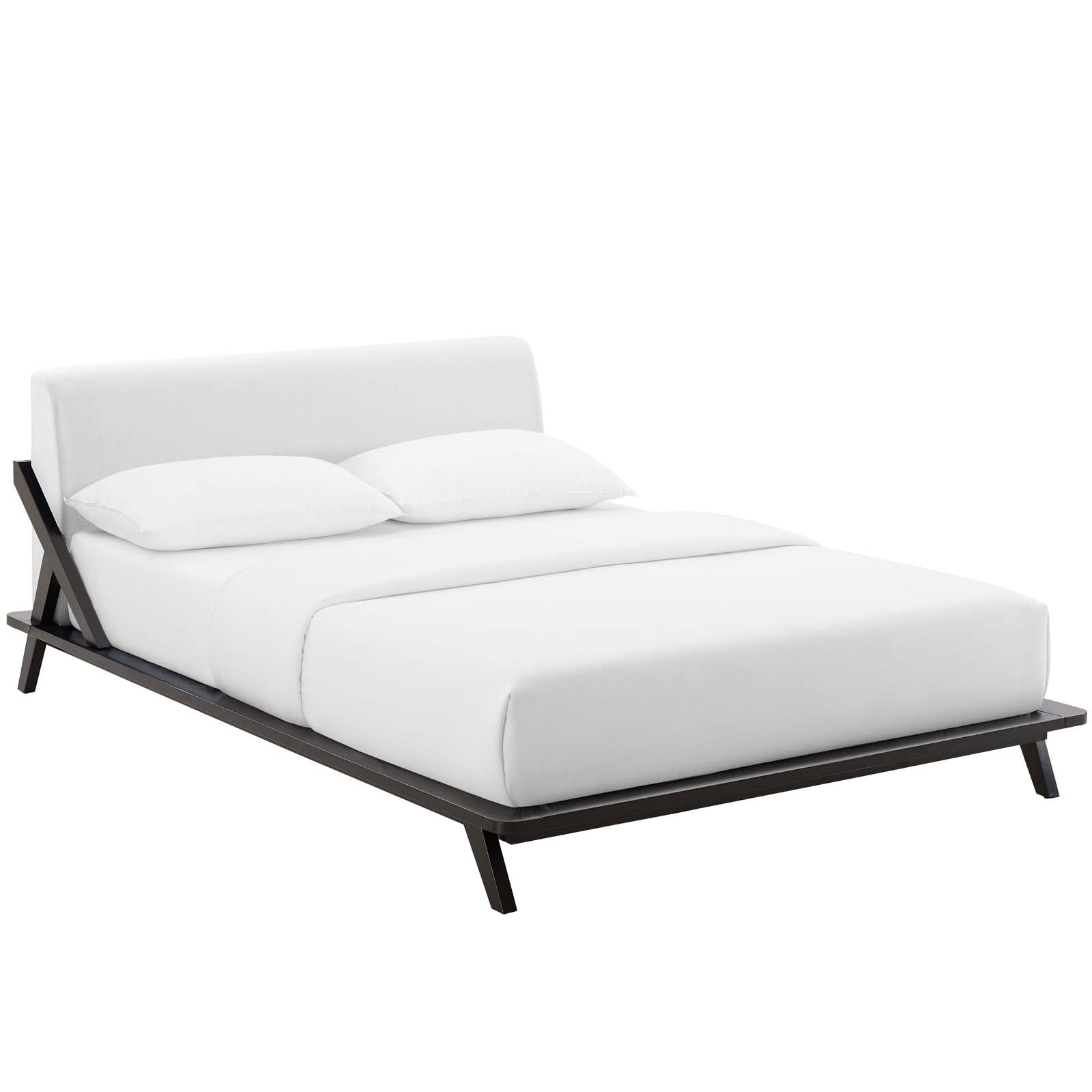 Modway Beds - Luella Queen Upholstered Fabric Platform Bed Cappuccino White