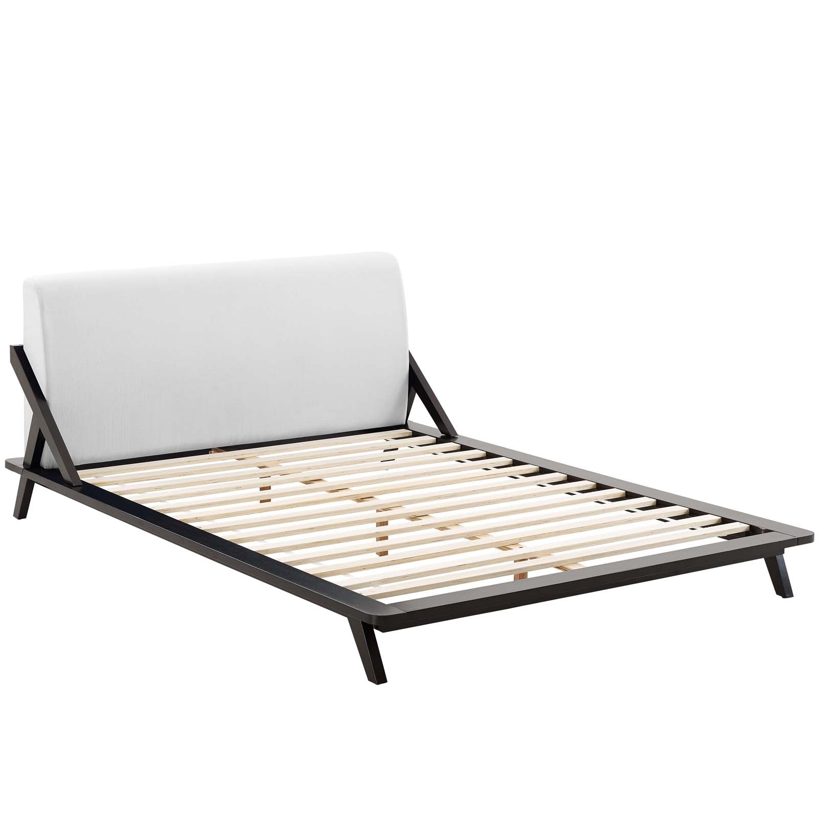 Modway Beds - Luella Queen Upholstered Fabric Platform Bed Cappuccino White