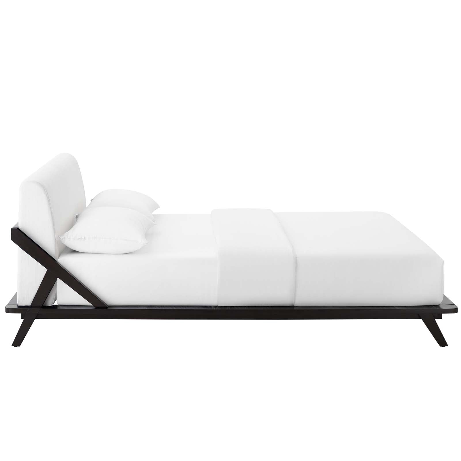 Modway Beds - Luella Queen Upholstered Fabric Platform Bed Cappuccino White