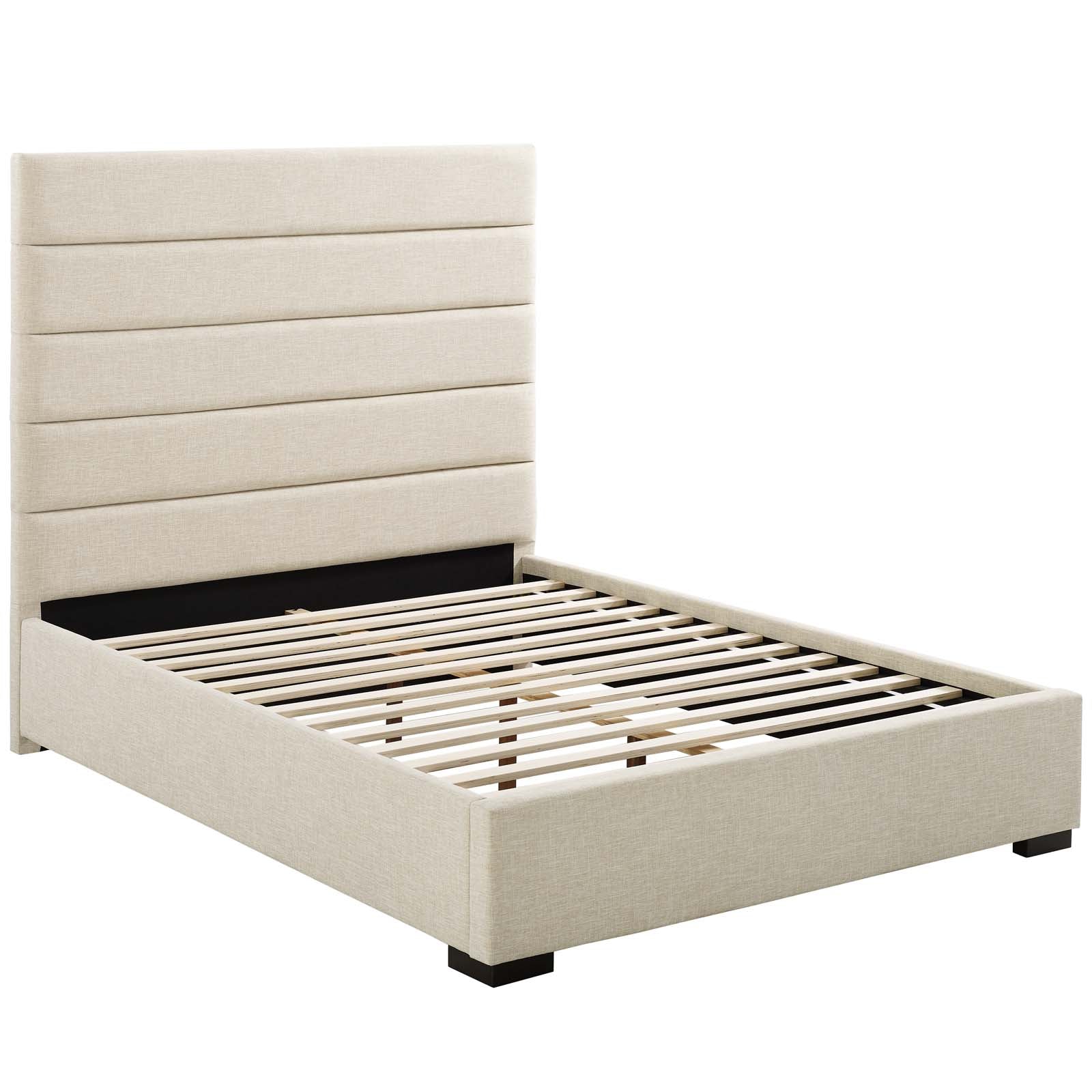 Modway Beds - Genevieve Queen Upholstered Fabric Platform Bed Beige