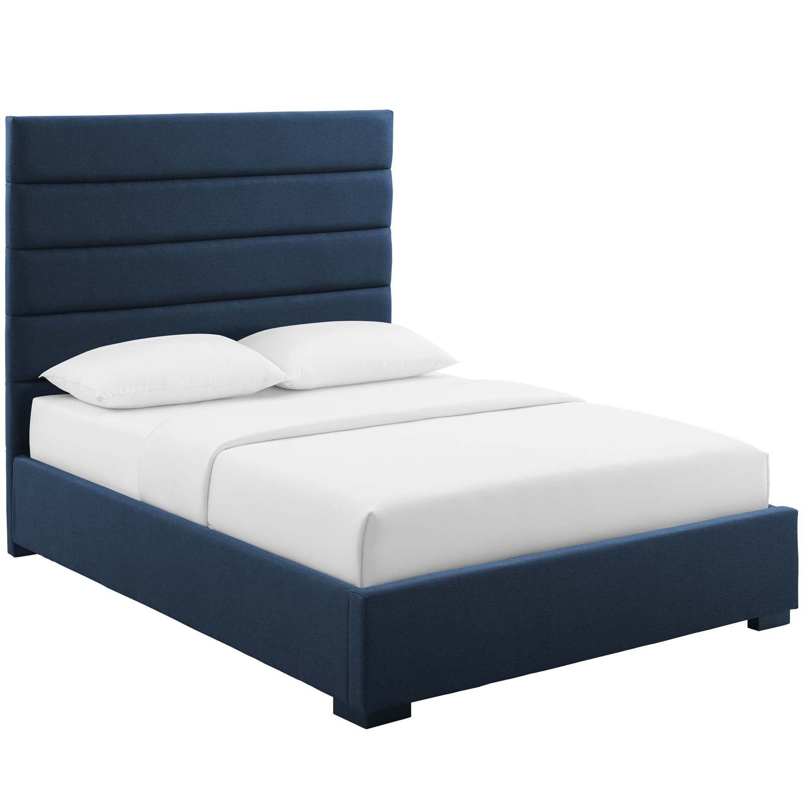 Modway Beds - Genevieve Queen Upholstered Fabric Platform Bed Blue