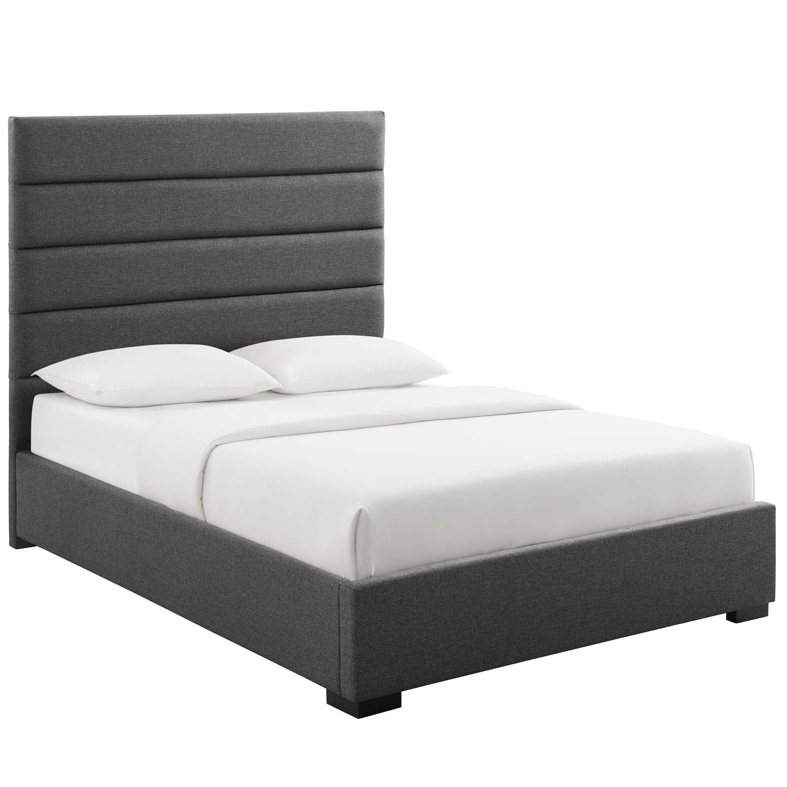 Modway Beds - Genevieve Queen Upholstered Fabric Platform Bed Gray