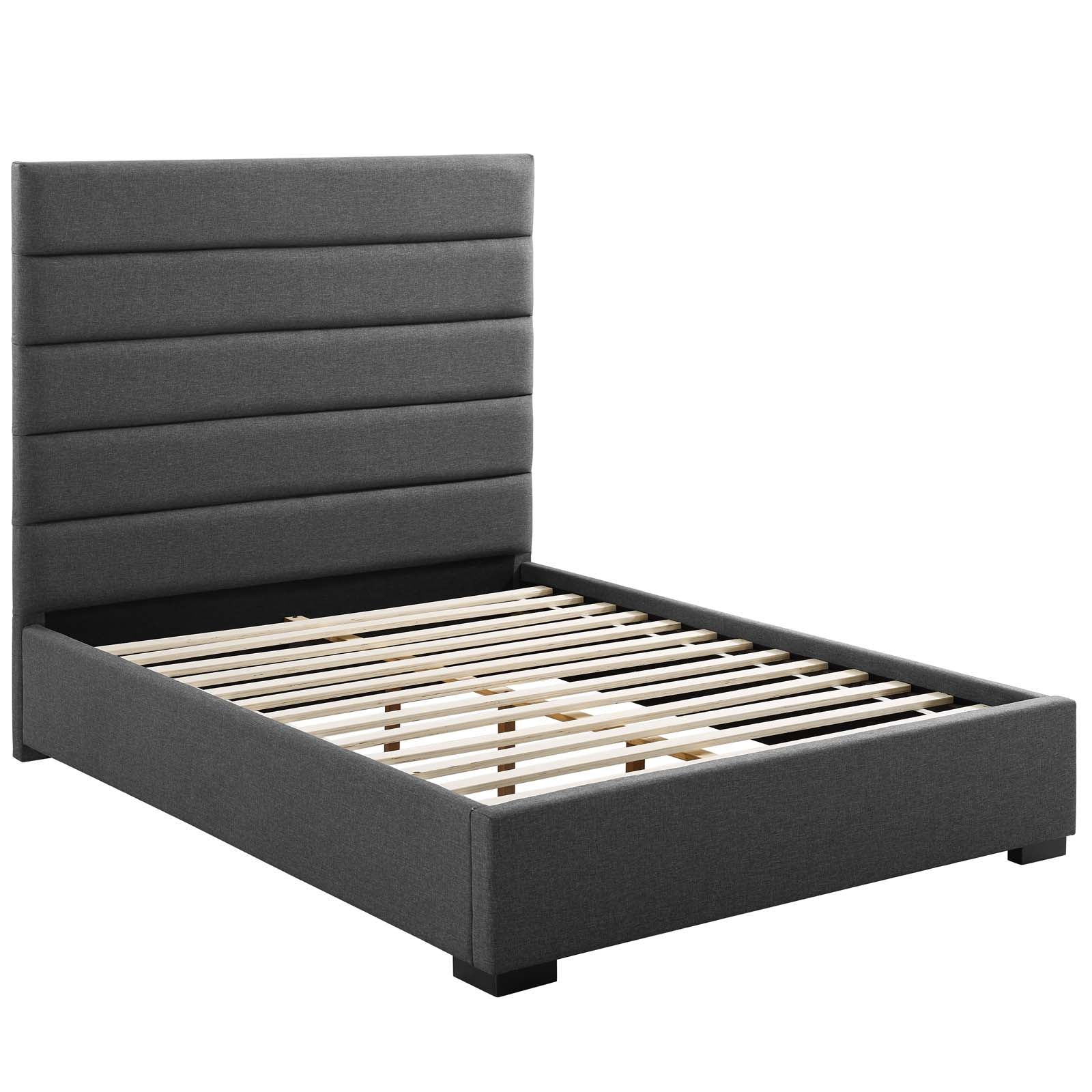 Modway Beds - Genevieve Queen Upholstered Fabric Platform Bed Gray