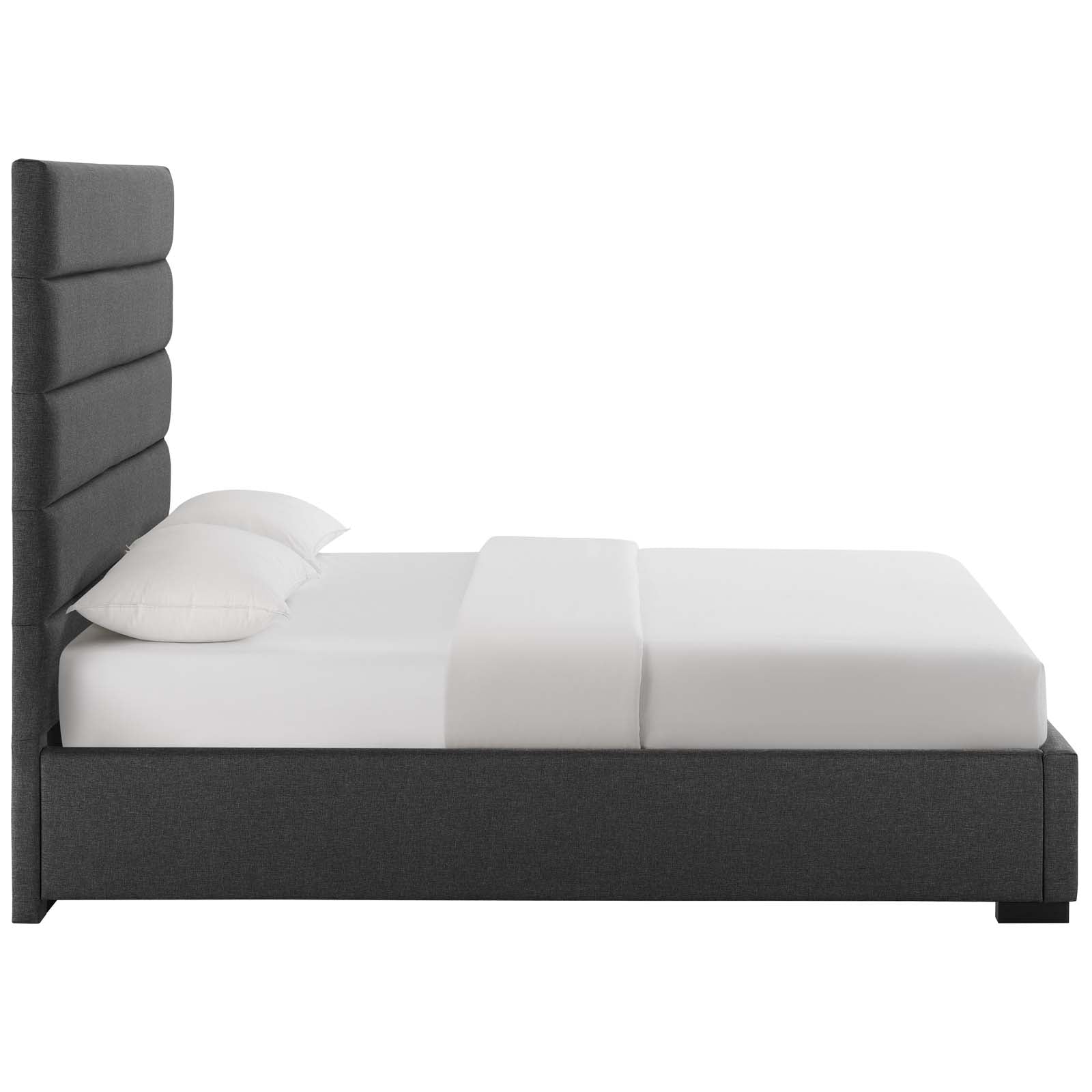 Modway Beds - Genevieve Queen Upholstered Fabric Platform Bed Gray