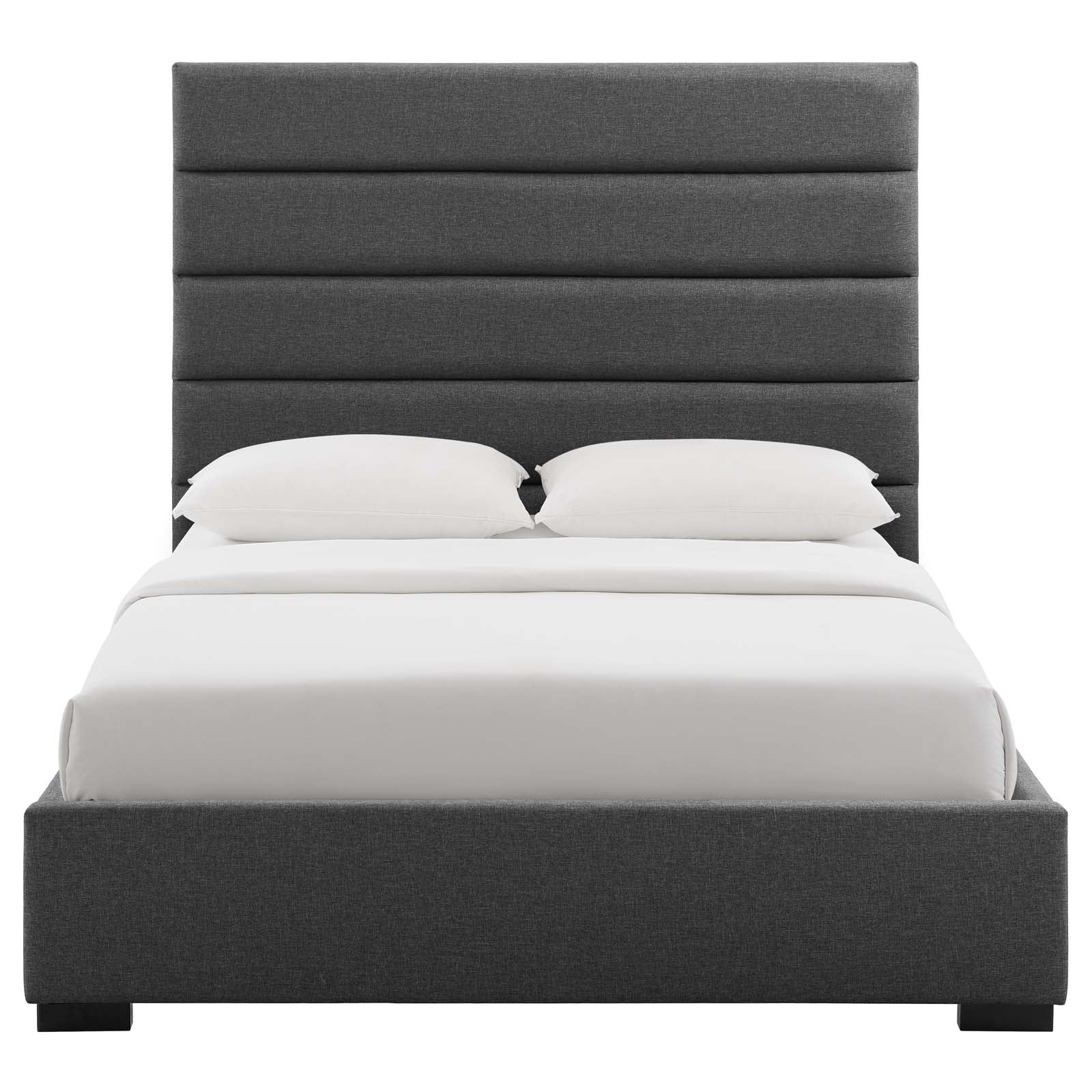 Modway Beds - Genevieve Queen Upholstered Fabric Platform Bed Gray