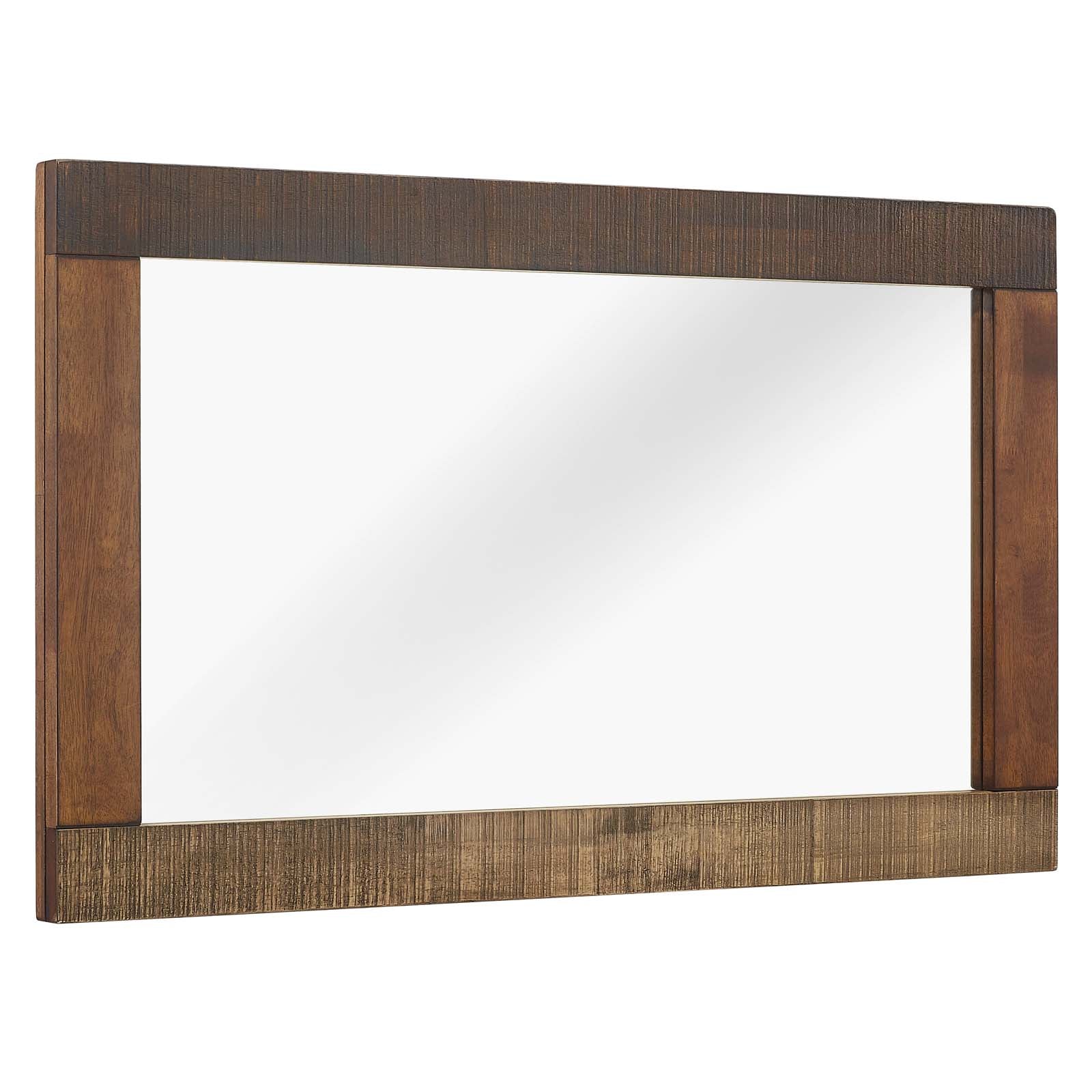 Modway Mirrors - Arwen Rustic Wood Frame Mirror Walnut