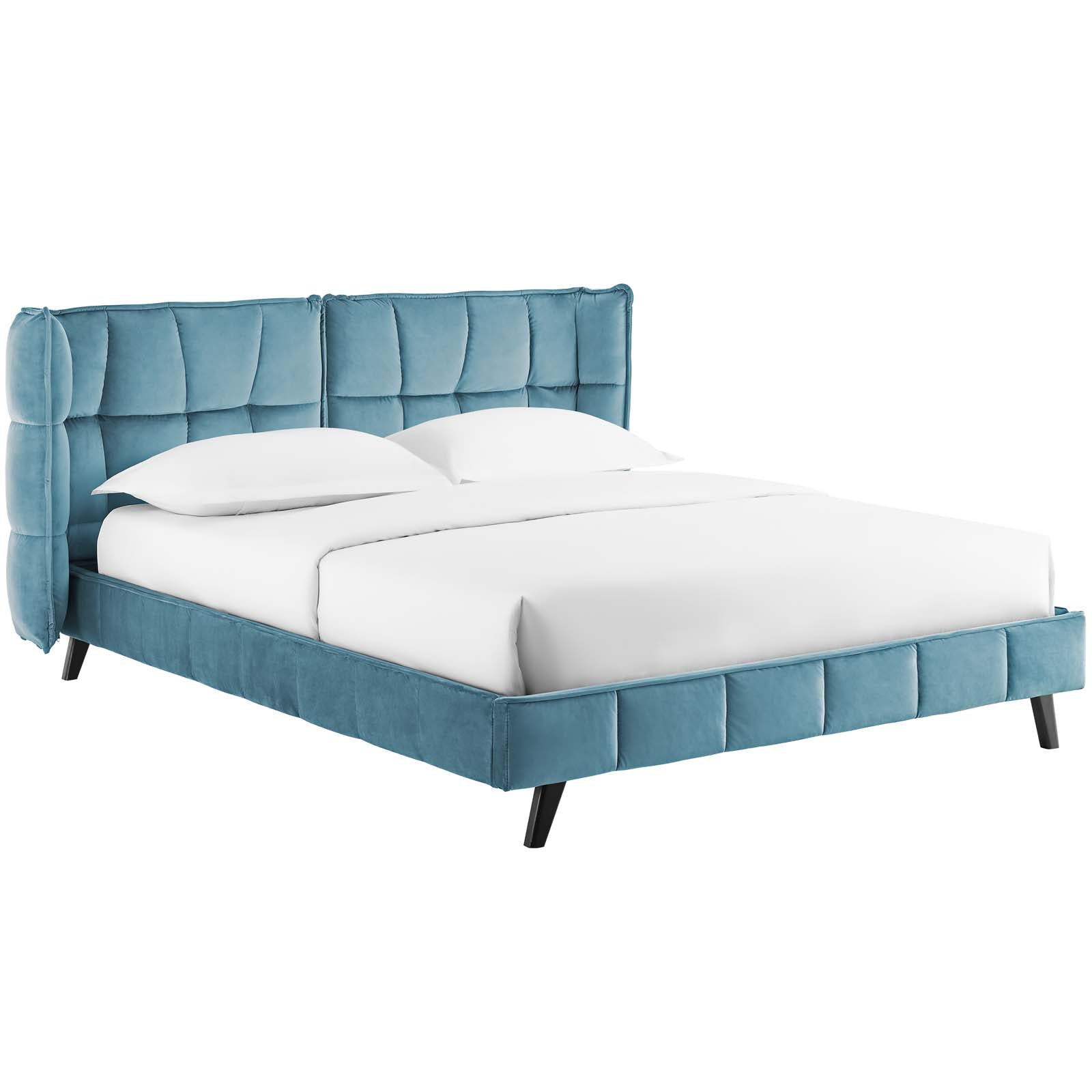 Modway Beds - Makenna Queen Performance Velvet Platform Bed Sea