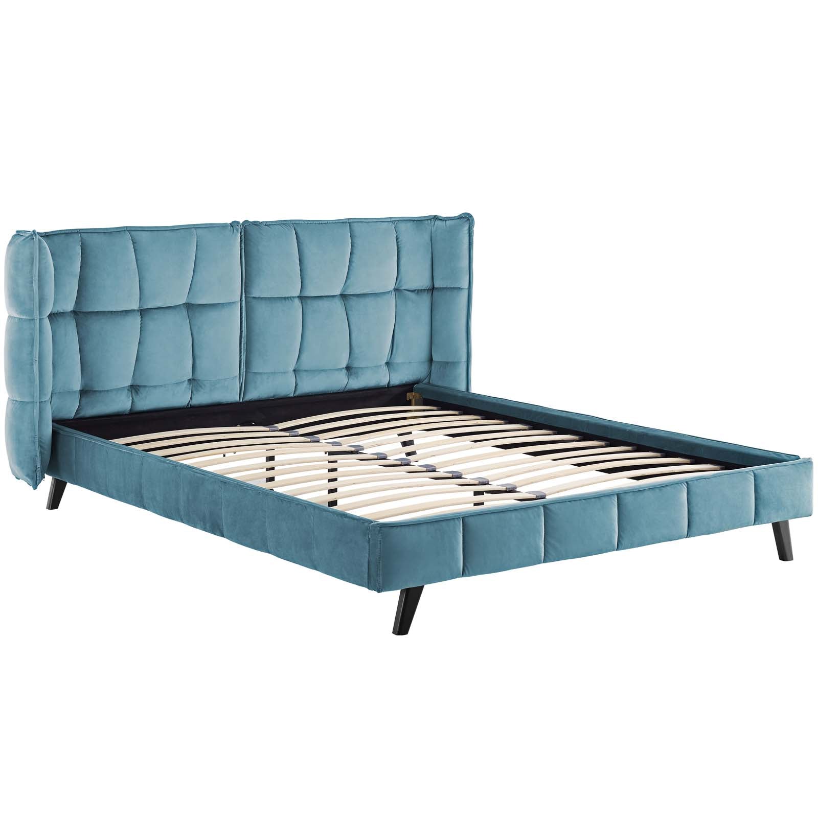 Modway Beds - Makenna Queen Performance Velvet Platform Bed Sea