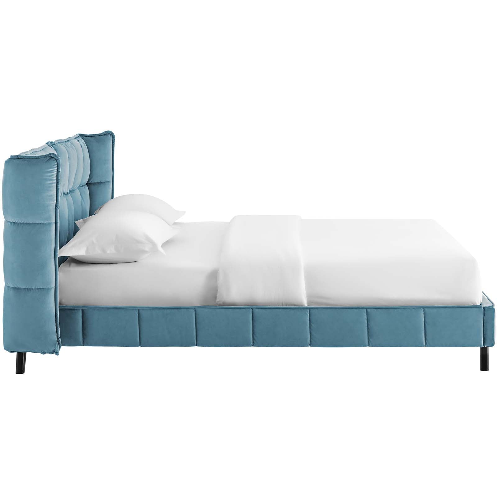 Modway Beds - Makenna Queen Performance Velvet Platform Bed Sea