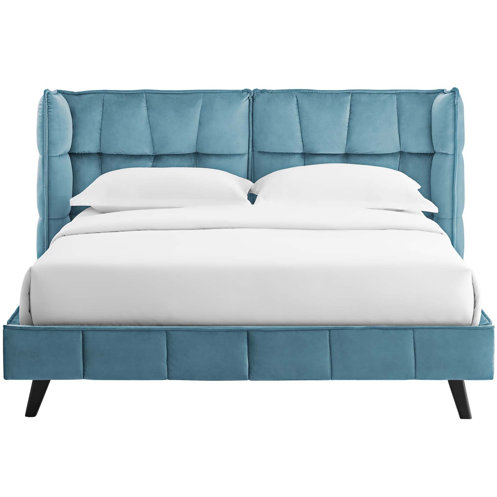 Modway Beds - Makenna Queen Performance Velvet Platform Bed Sea