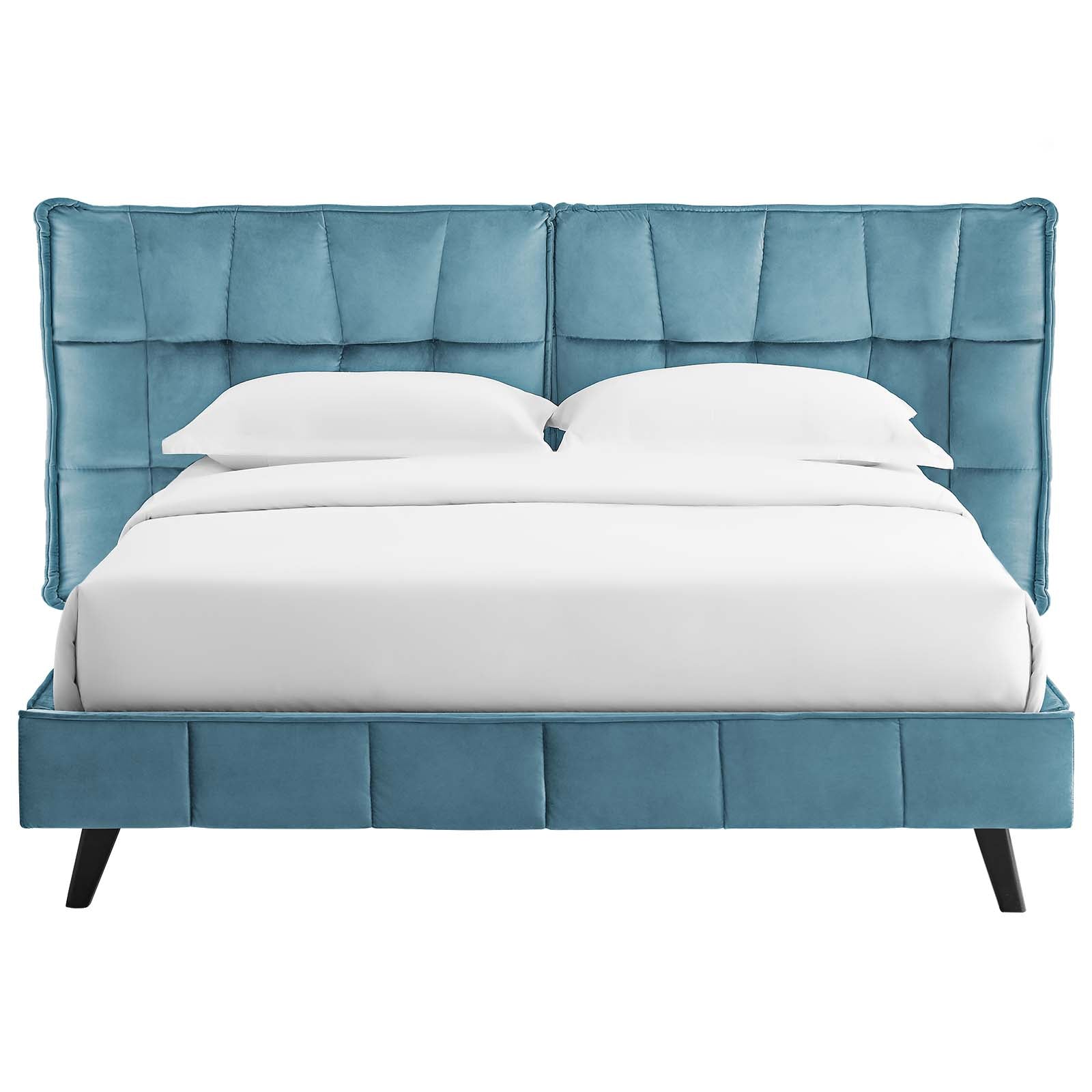 Modway Beds - Makenna Queen Performance Velvet Platform Bed Sea