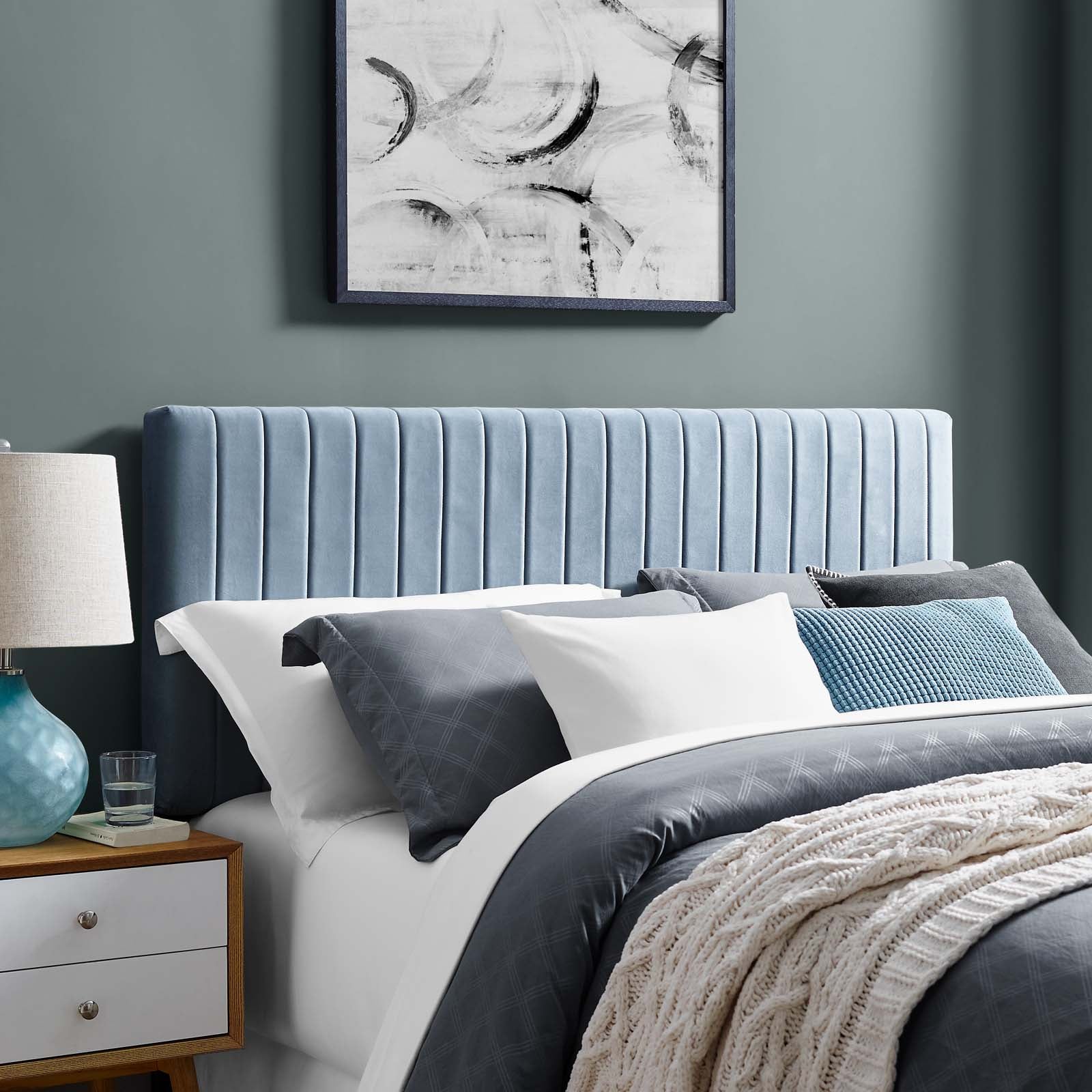 Modway Headboards - Keira Full / Queen Performance Velvet Headboard Light Blue