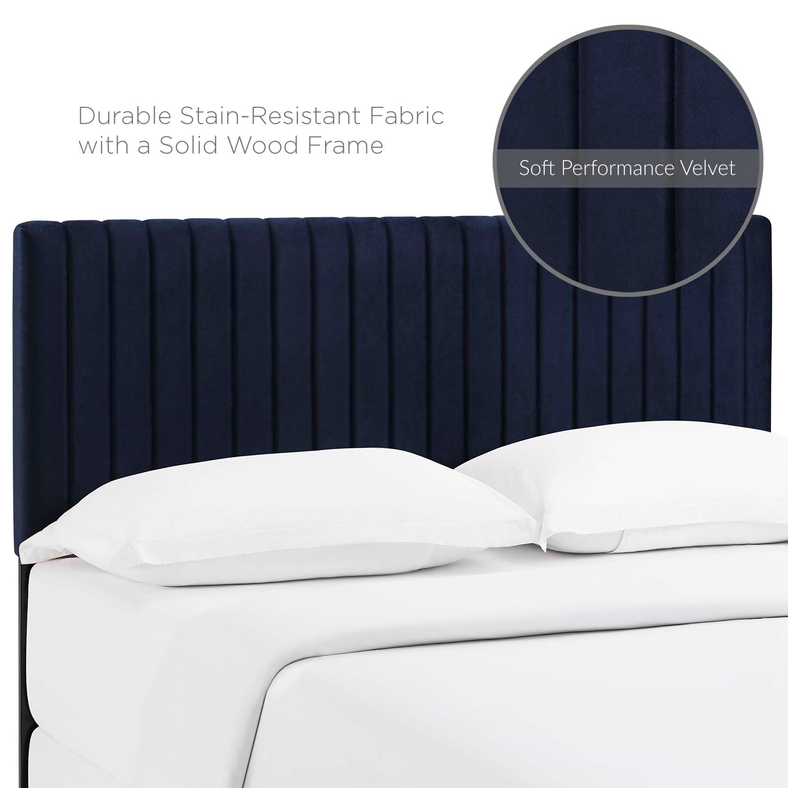 Modway Headboards - Keira Full / Queen Performance Velvet Headboard Midnight Blue