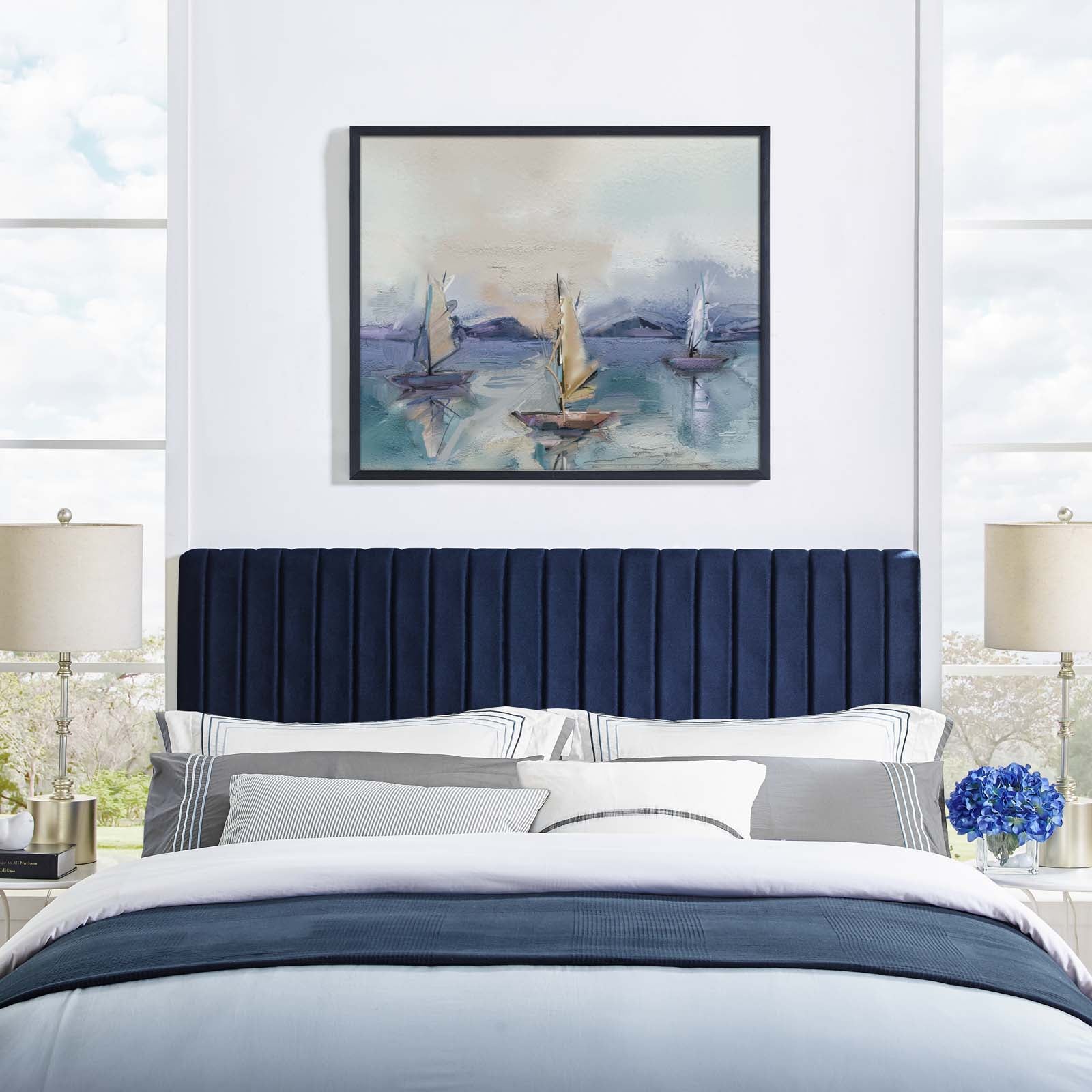 Modway Headboards - Keira Full / Queen Performance Velvet Headboard Midnight Blue