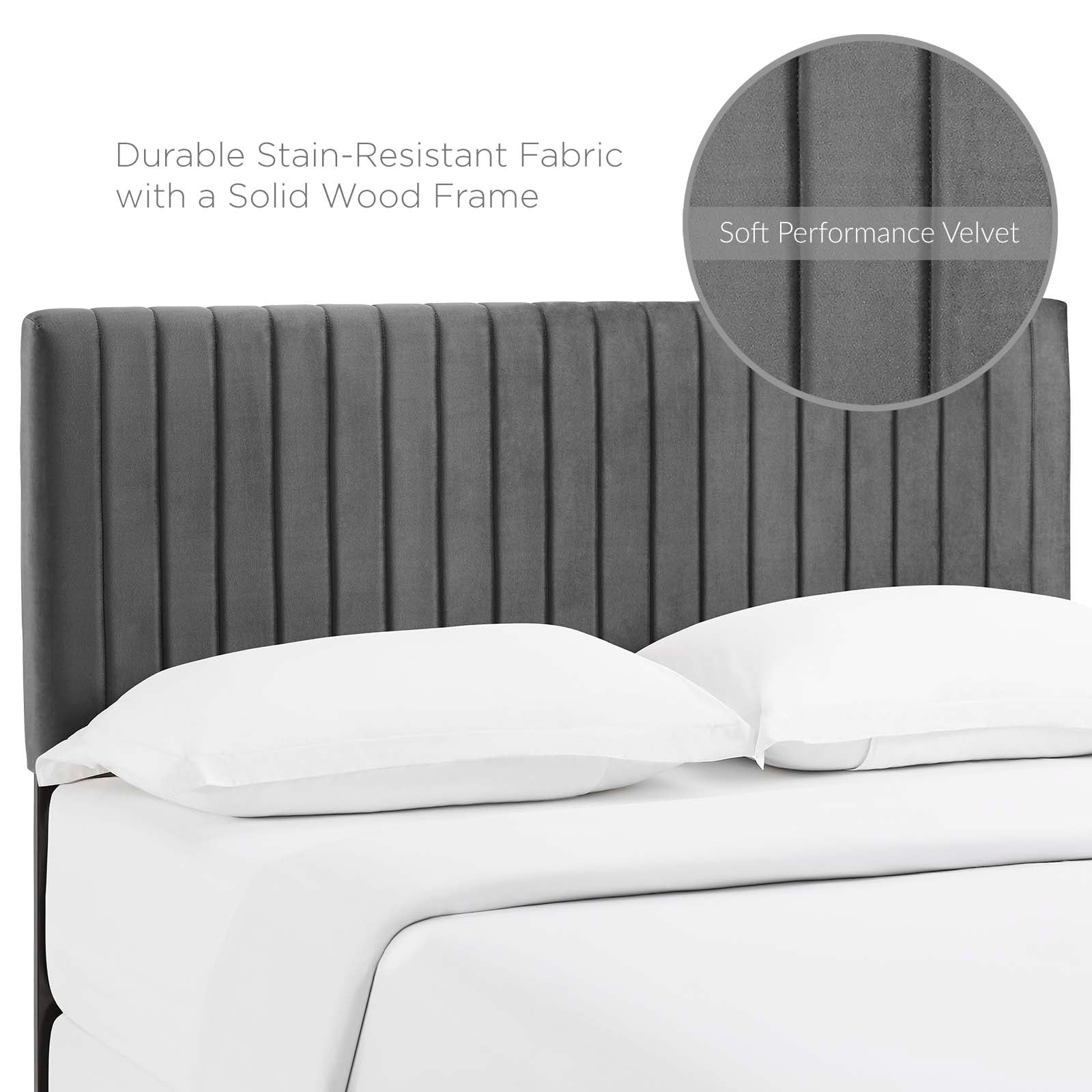 Modway Headboards - Keira King/California King Performance Velvet Headboard Gray