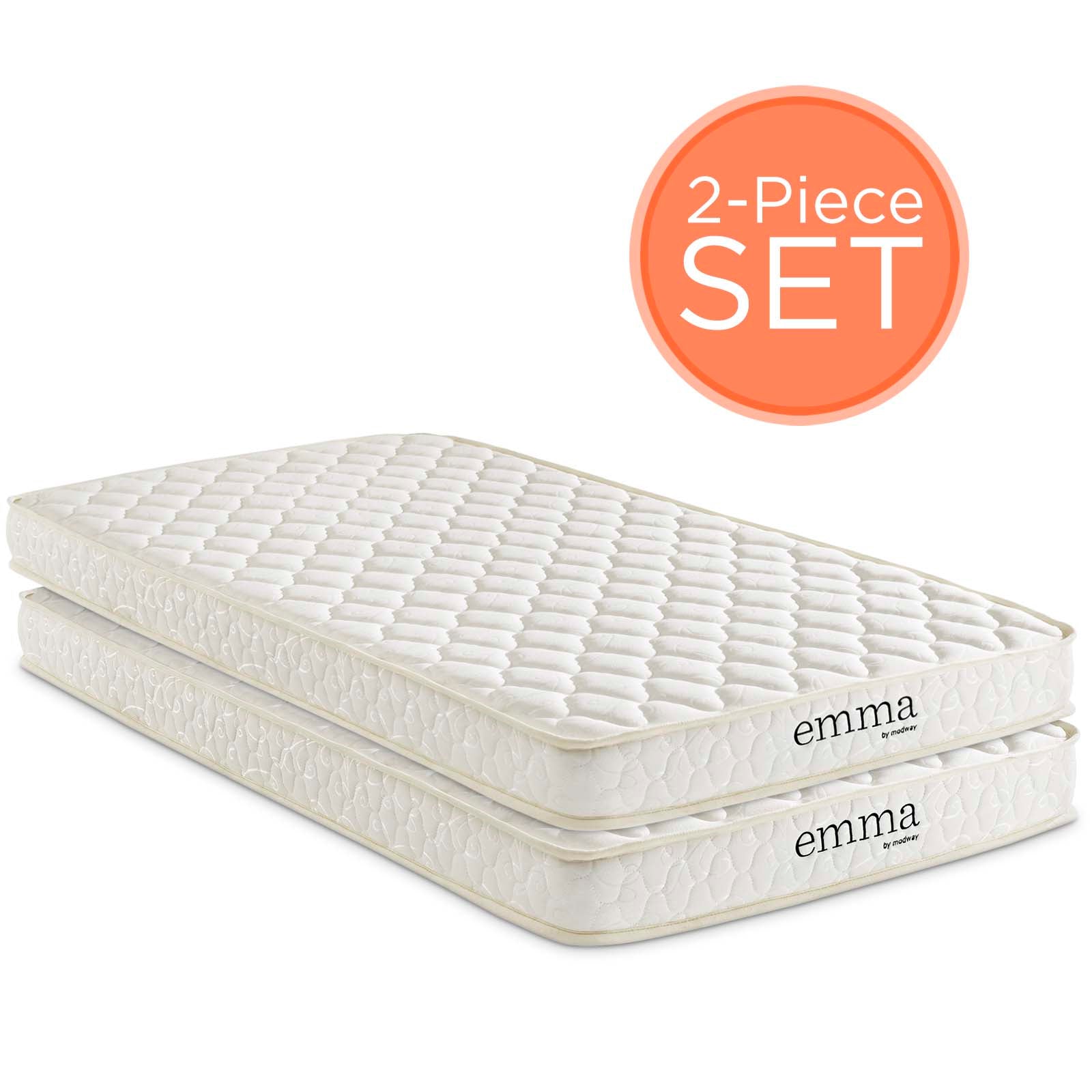 Modway Mattresses - Emma 6" Twin Mattress Foam White (Set of 2)