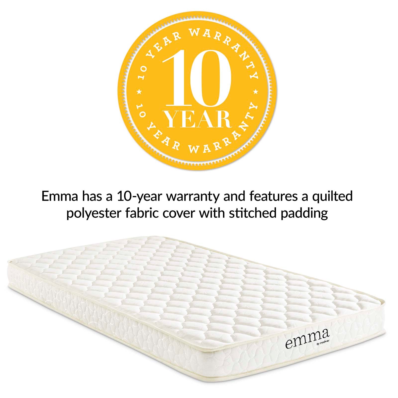 Modway Mattresses - Emma 6" Twin Mattress Foam White (Set of 2)