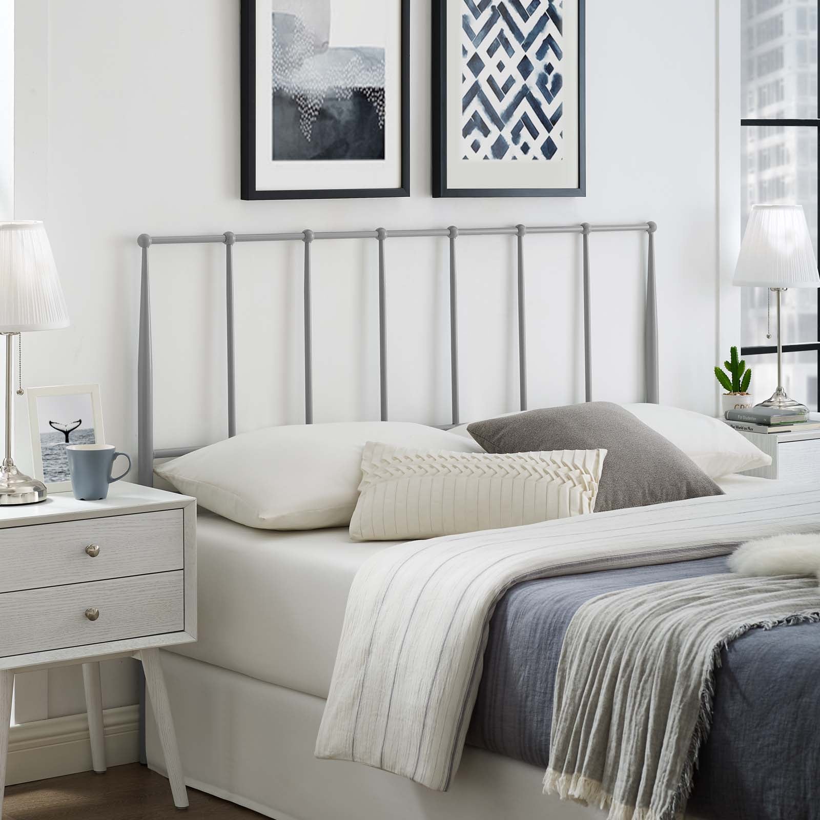 Modway Headboards - Kiana Full Metal Stainless Steel Headboard Gray