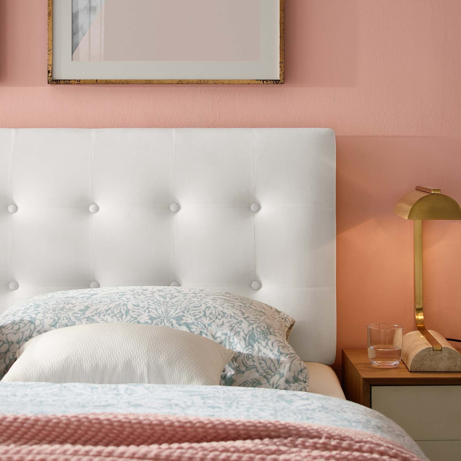 Modway Headboards - Emily Queen Biscuit Tufted Performance Velvet Headboard White