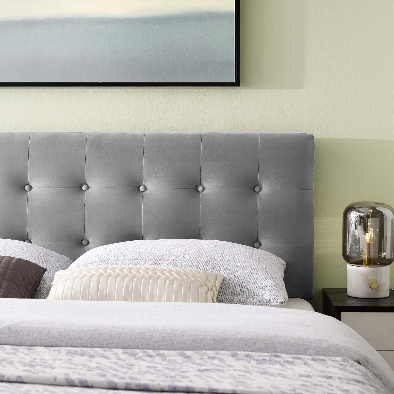 Modway Headboards - Emily King Biscuit Tufted Performance Velvet Headboard Gray