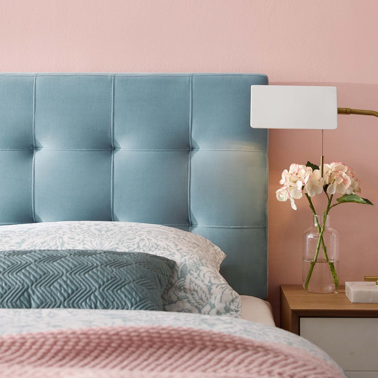 Modway Headboards - Lily Queen Biscuit Tufted Performance Velvet Headboard Light Blue