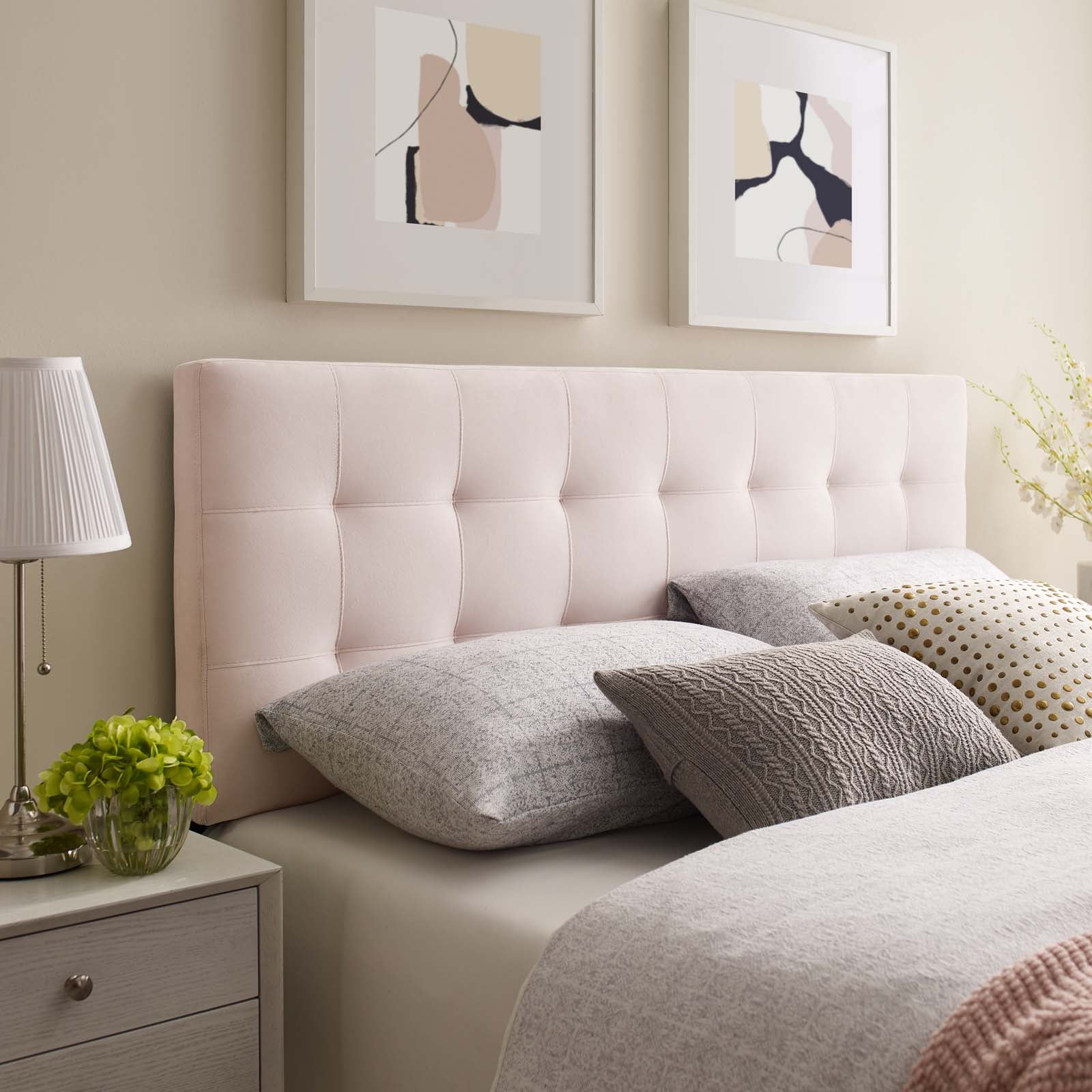 Modway Headboards - Lily Queen Biscuit Tufted Performance Velvet Headboard Pink