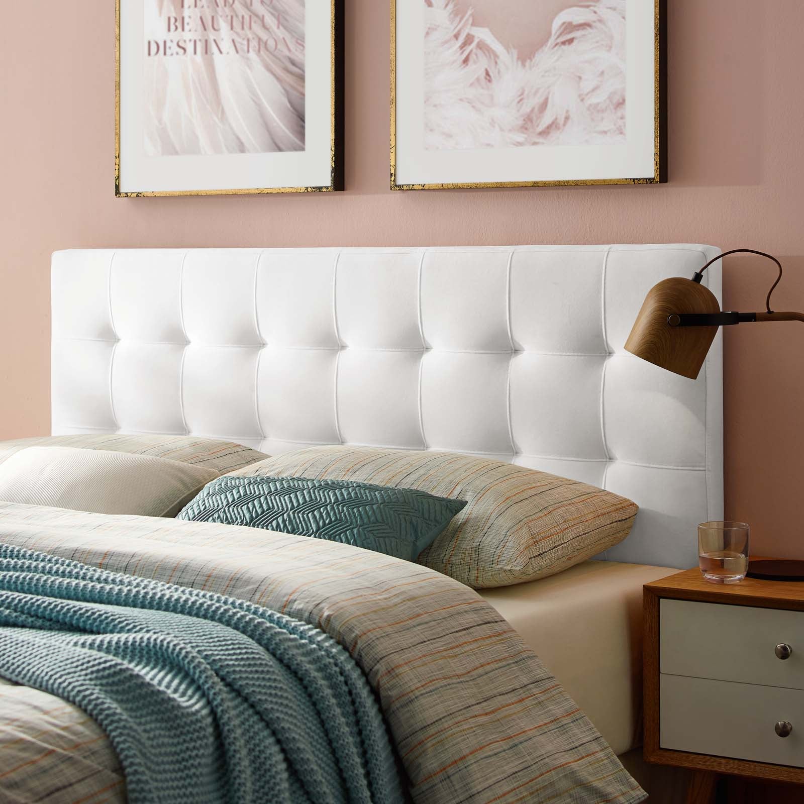 Modway Headboards - Lily Queen Biscuit Tufted Performance Velvet Headboard White