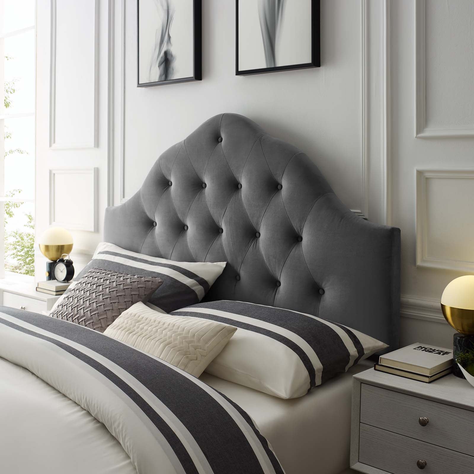 Modway Headboards - Sovereign Full Diamond Tufted Headboard Gray