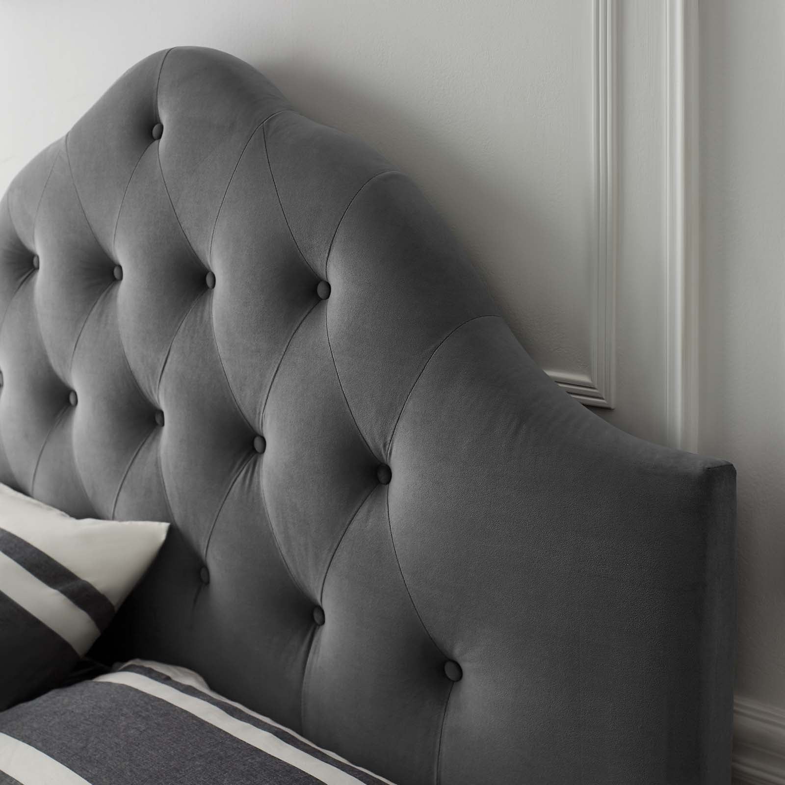 Modway Headboards - Sovereign Queen Diamond Tufted Performance Velvet Headboard Gray