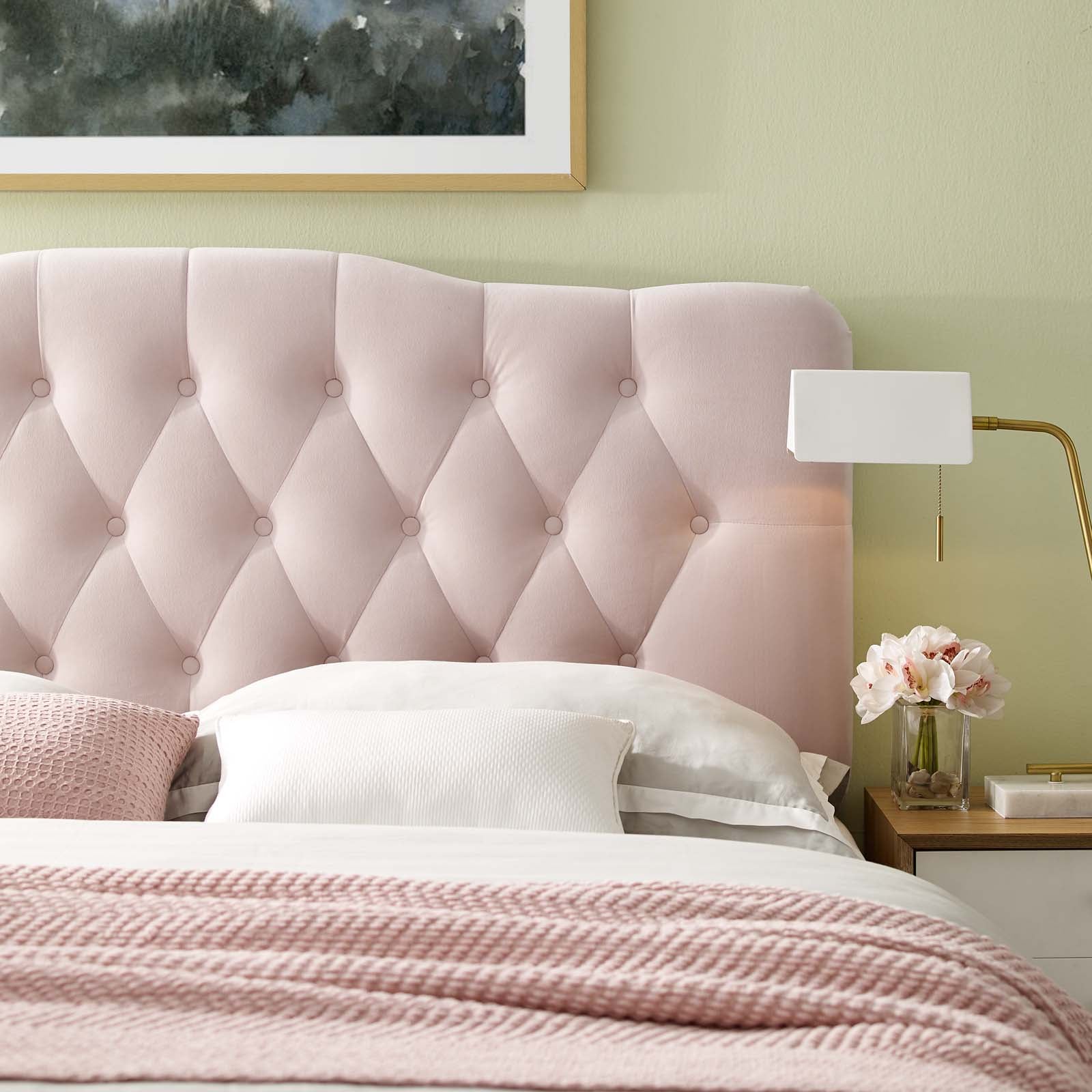 Modway Headboards - Annabel King Diamond Tufted Performance Velvet Headboard Pink