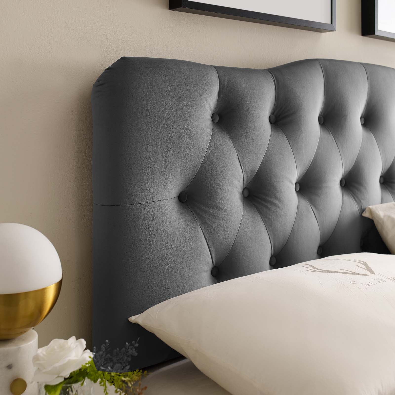 Modway Headboards - Annabel Full Diamond Tufted Headboard Gray