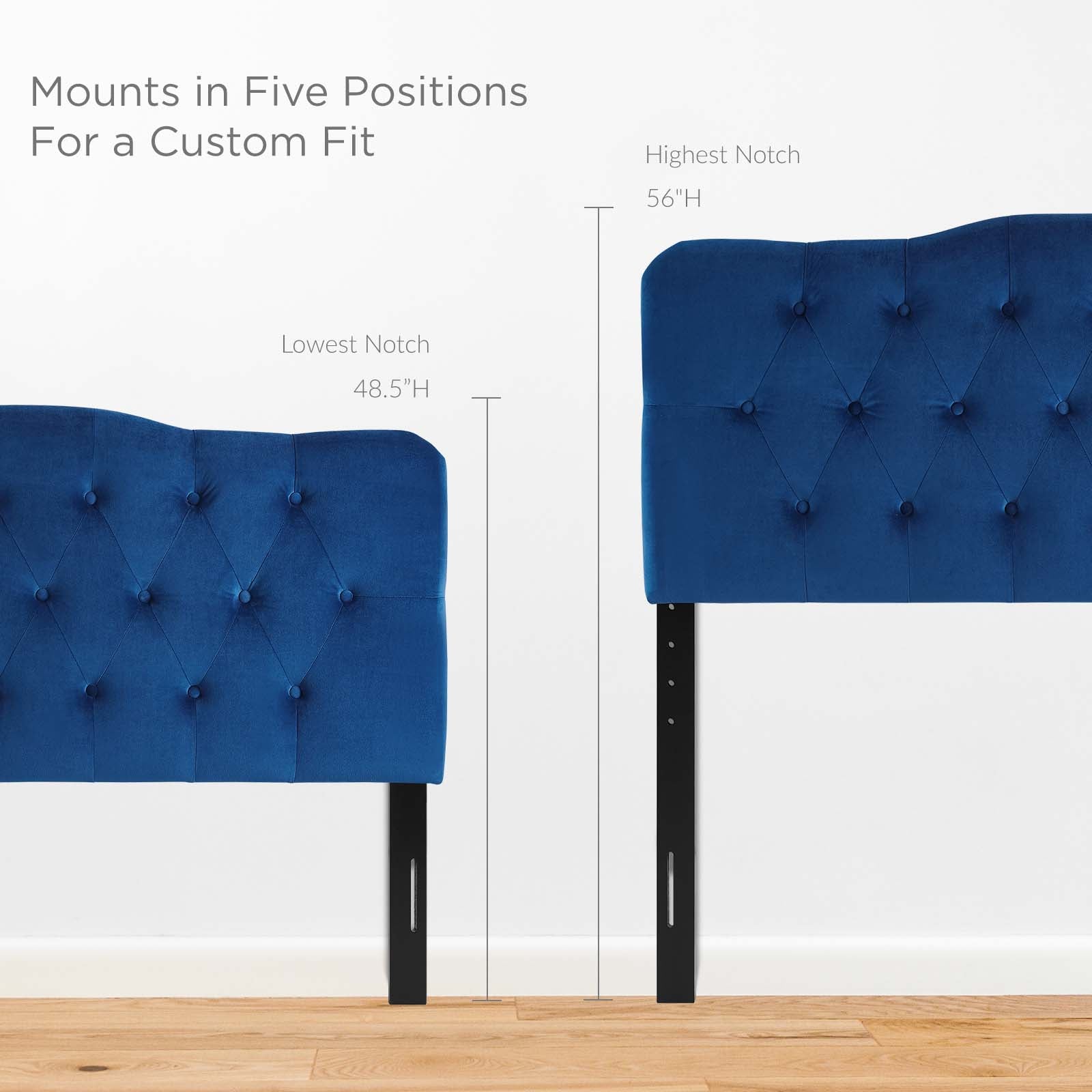 Modway Headboards - Annabel Queen Diamond Tufted Performance Velvet Headboard Navy