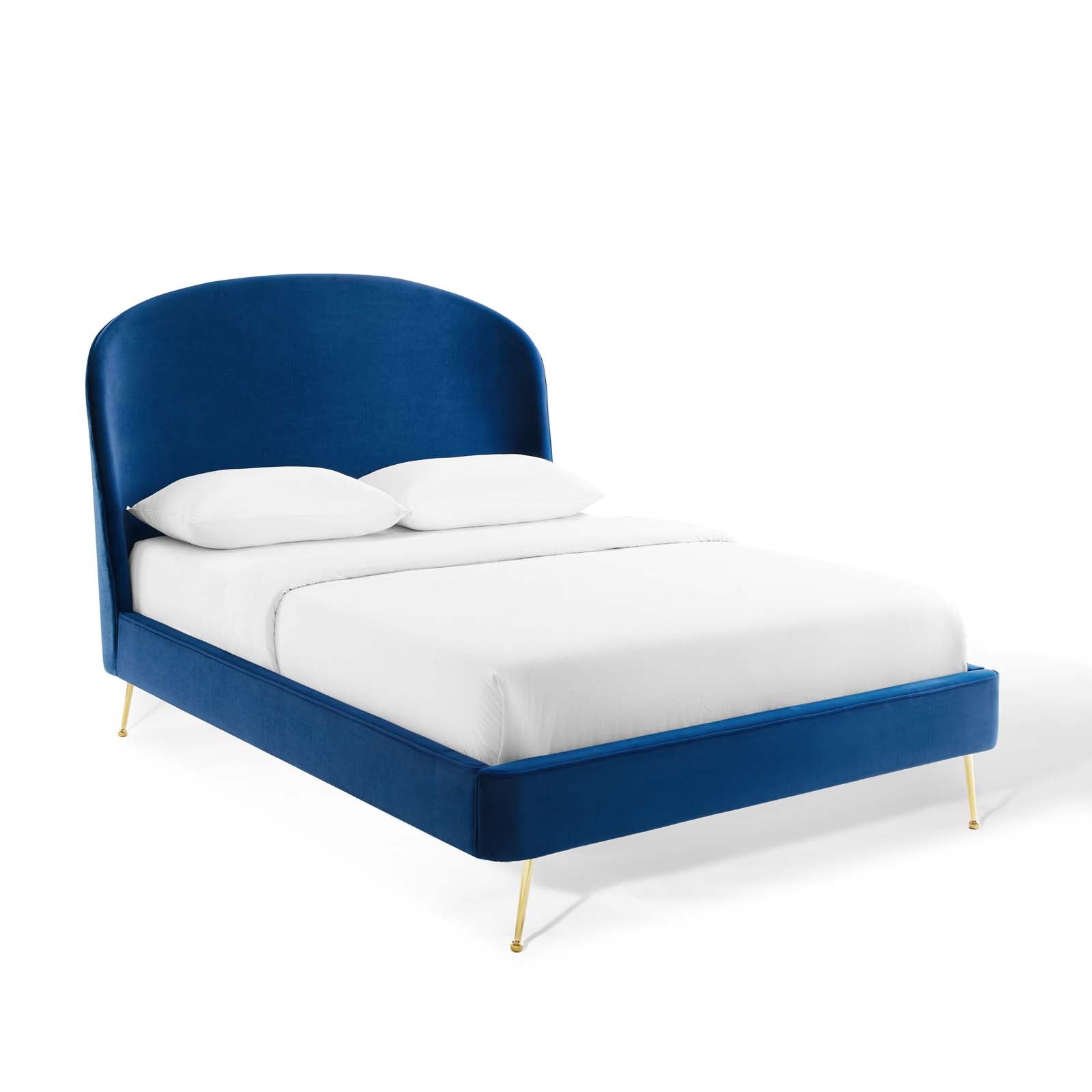 Modway Beds - Mira Upholstered Performance Velvet Queen Platform Bed Navy